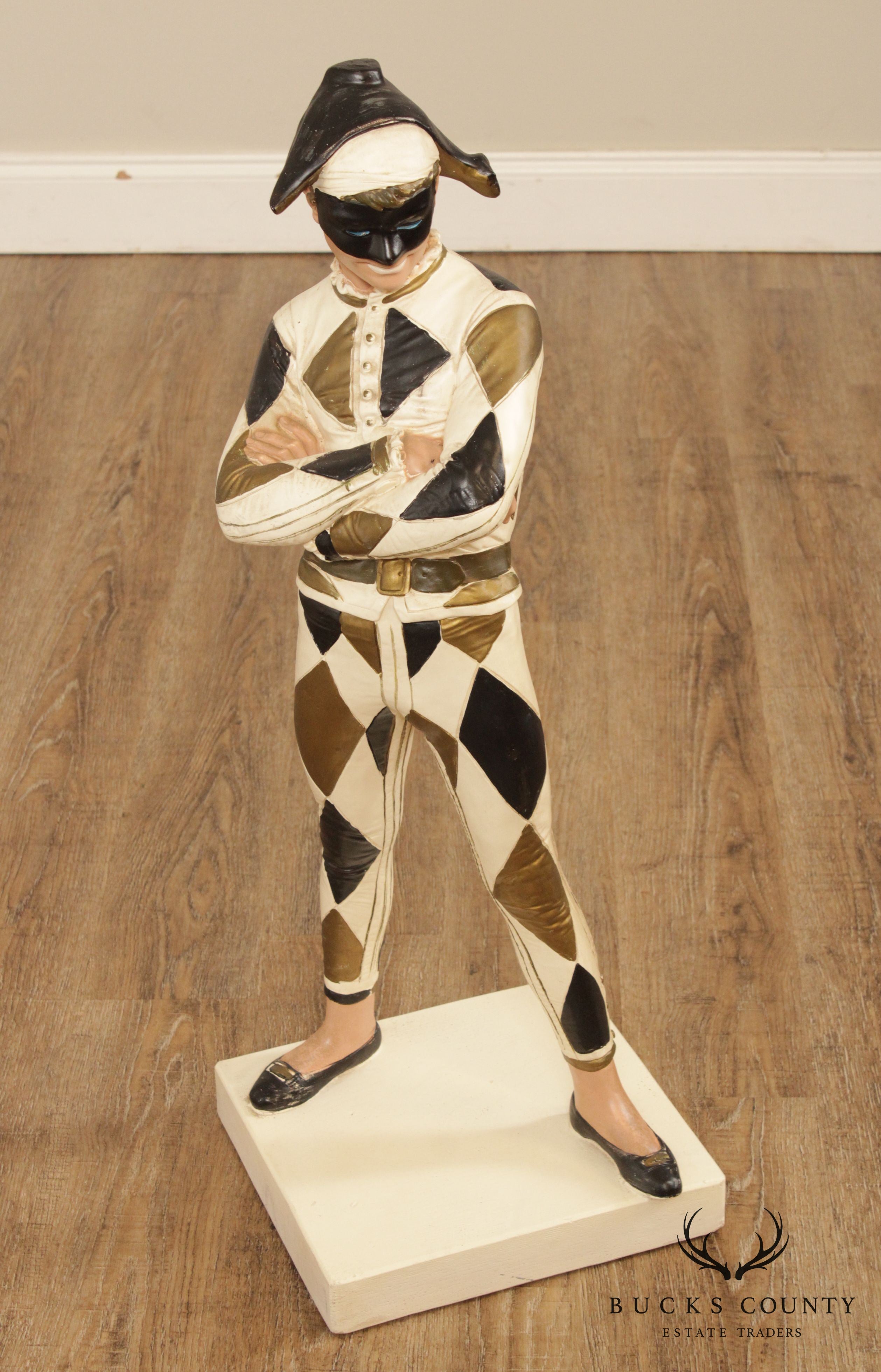 Mid Century Modern Hand Painted Harlequin Statue