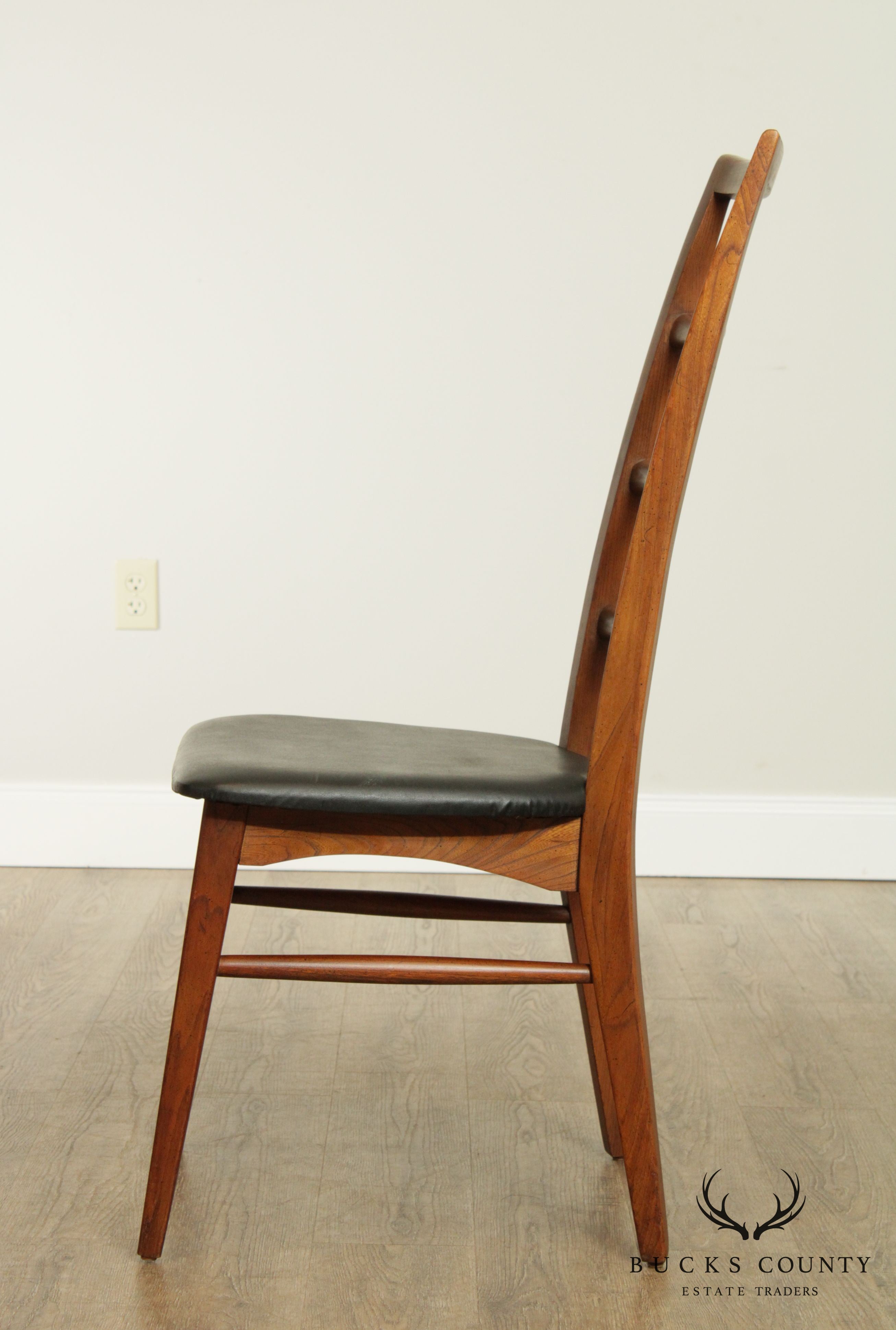 Mid Century Modern Vintage Walnut Ladder Back Side Chair