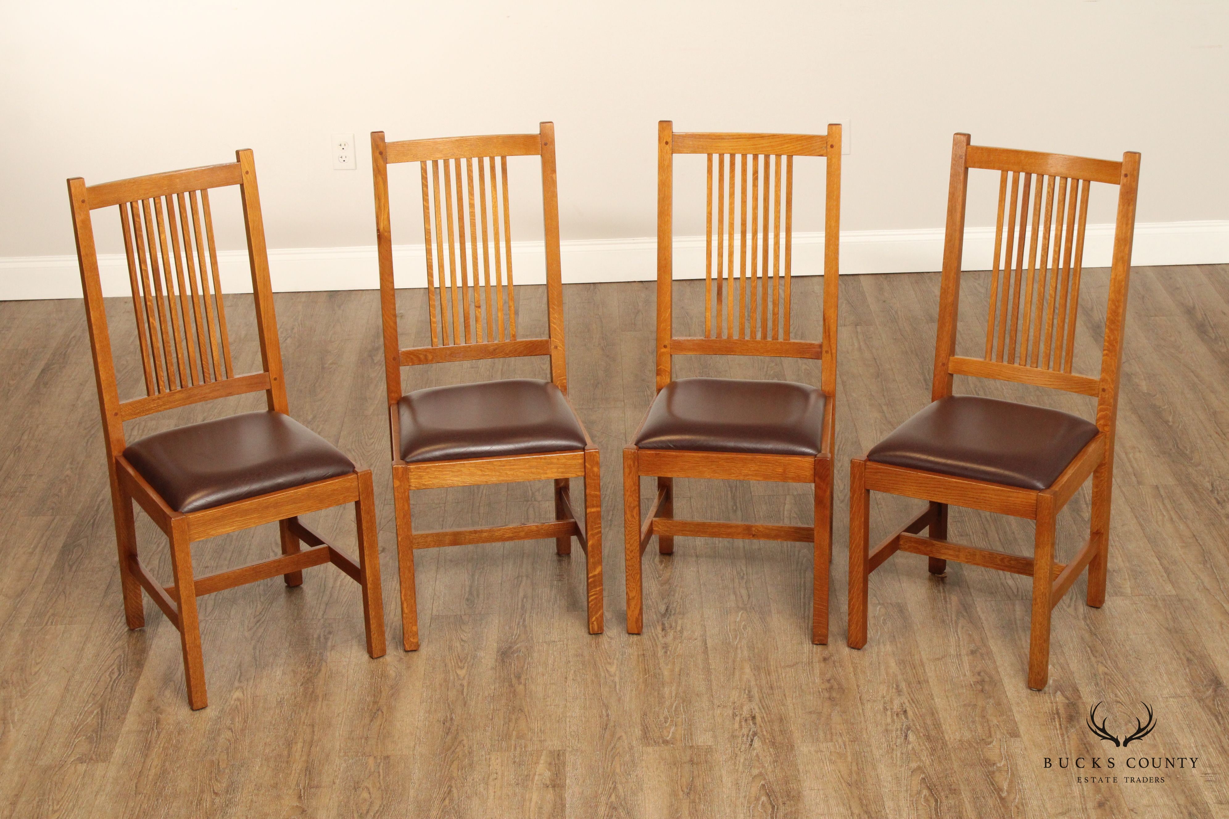 Stickley Mission Collection Set Of Four Spindle Dining Chairs