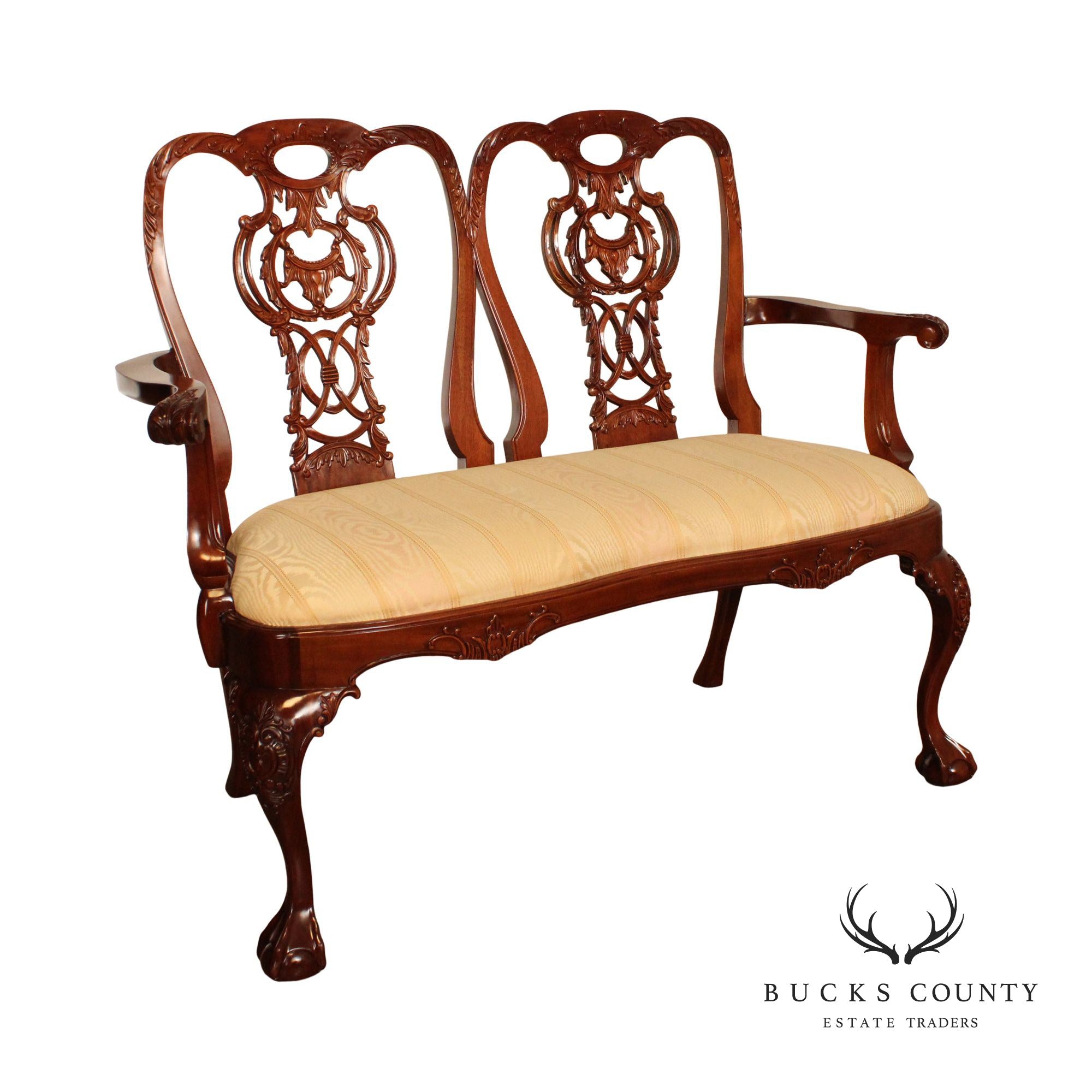 Chippendale Style Carved Mahogany Settee