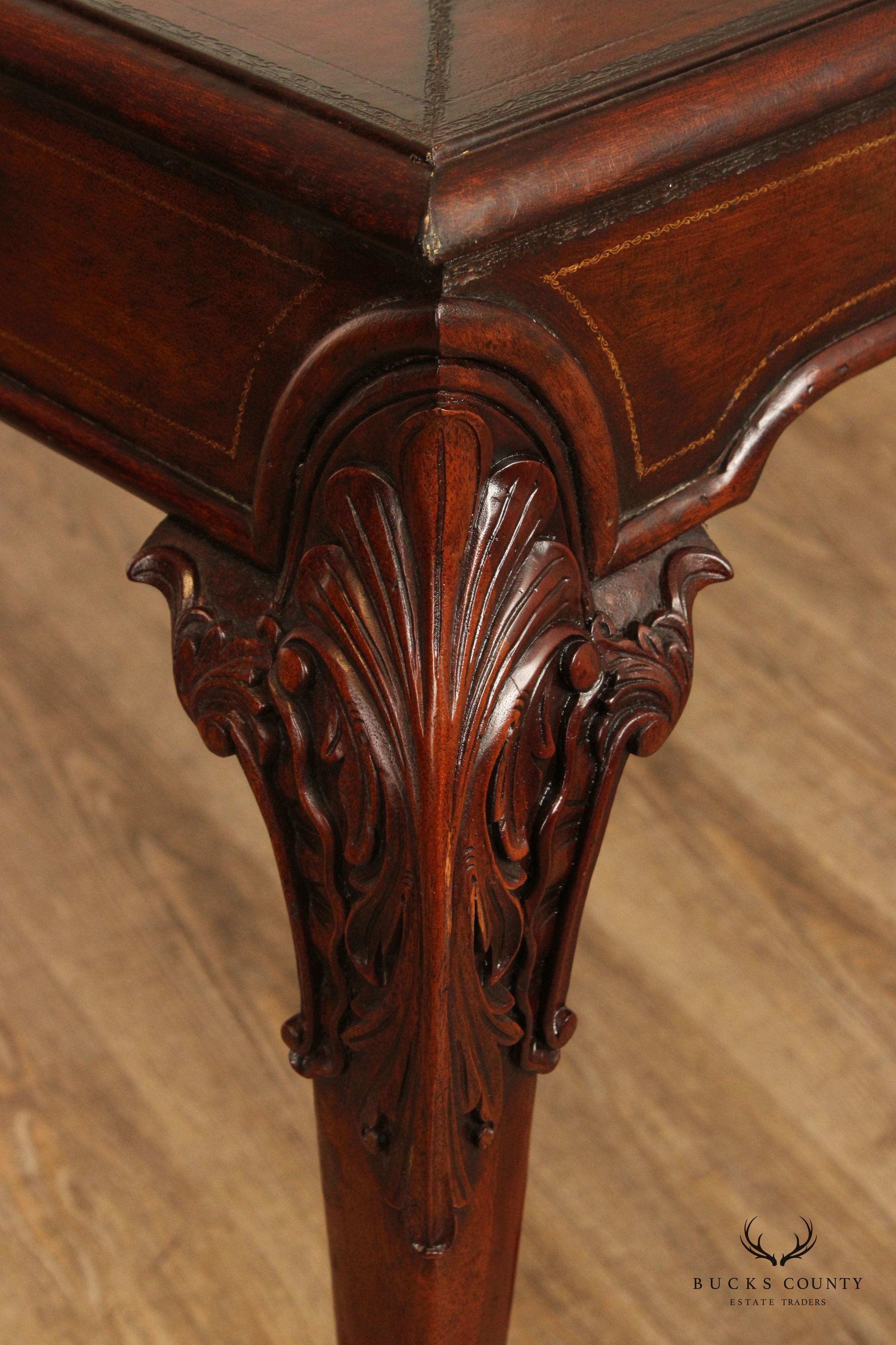 Chippendale Style Carved Mahogany Ball and Claw Foot Console Table