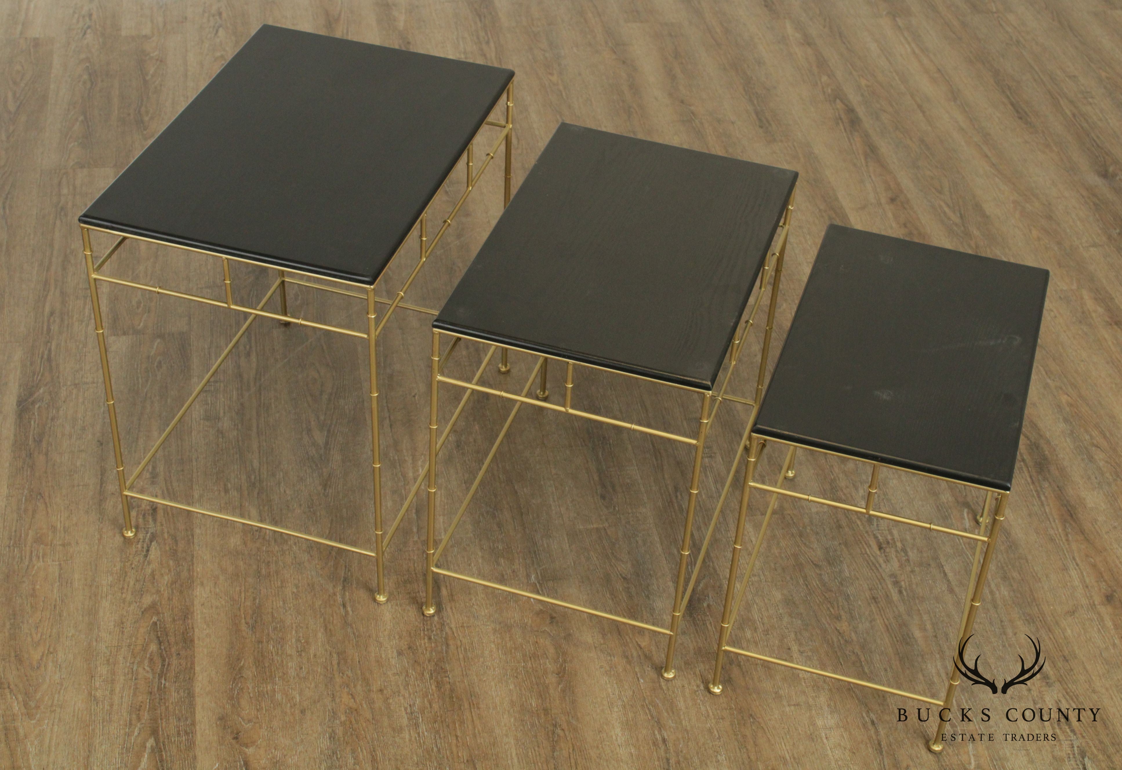 Black and Gold Faux Bamboo Iron Nesting Tables