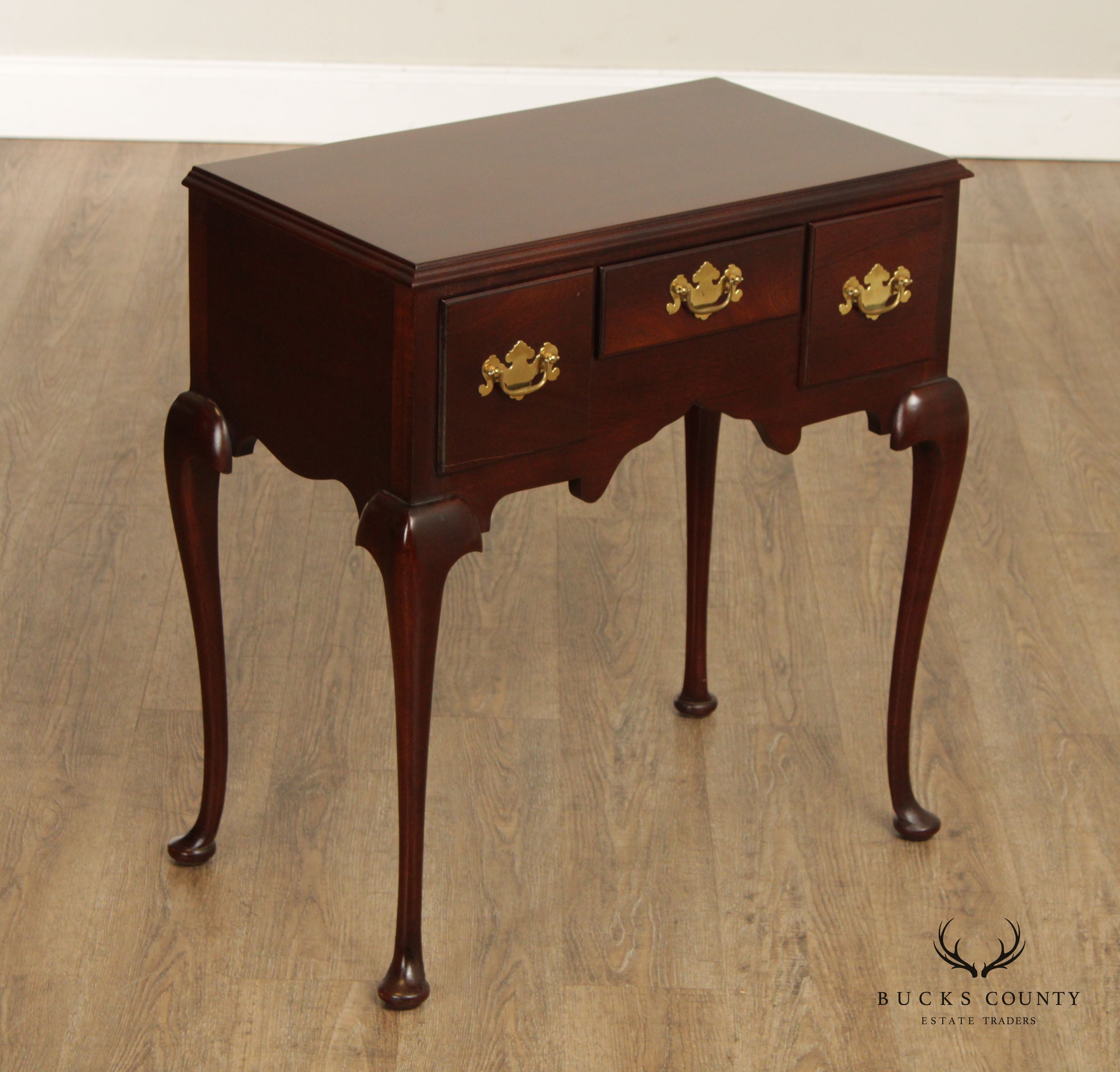 Queen Anne Style Mahogany Three-Drawer Lowboy