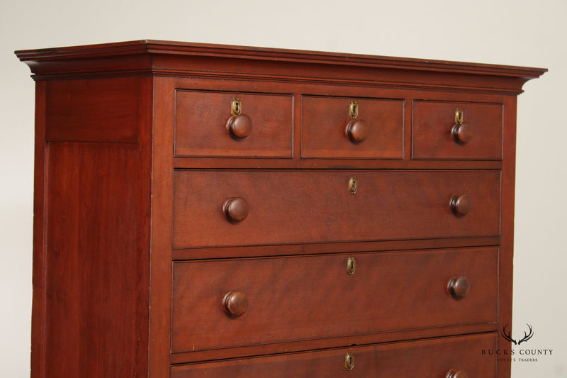 Antique Pennsylvania Sheraton Cherry Tall Chest of Drawers
