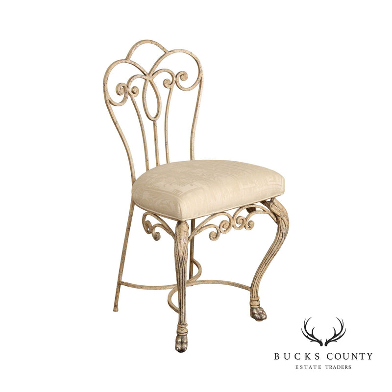 French Style Painted Wrought Iron Side Chair