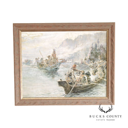 Charles M. Russell 'Lewis and Clark on the Lower Columbia' Fine Art Print, Custom Framed