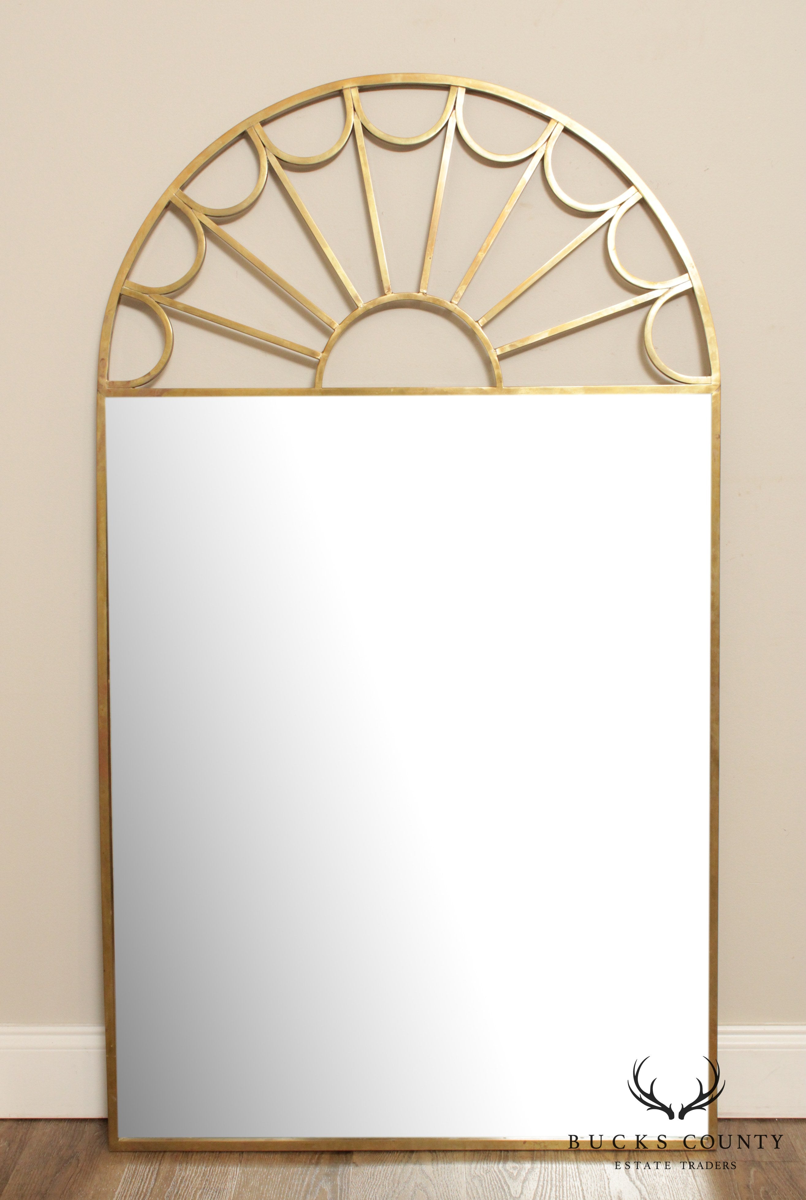 Vintage Hollywood Regency Brass Arch Mirror