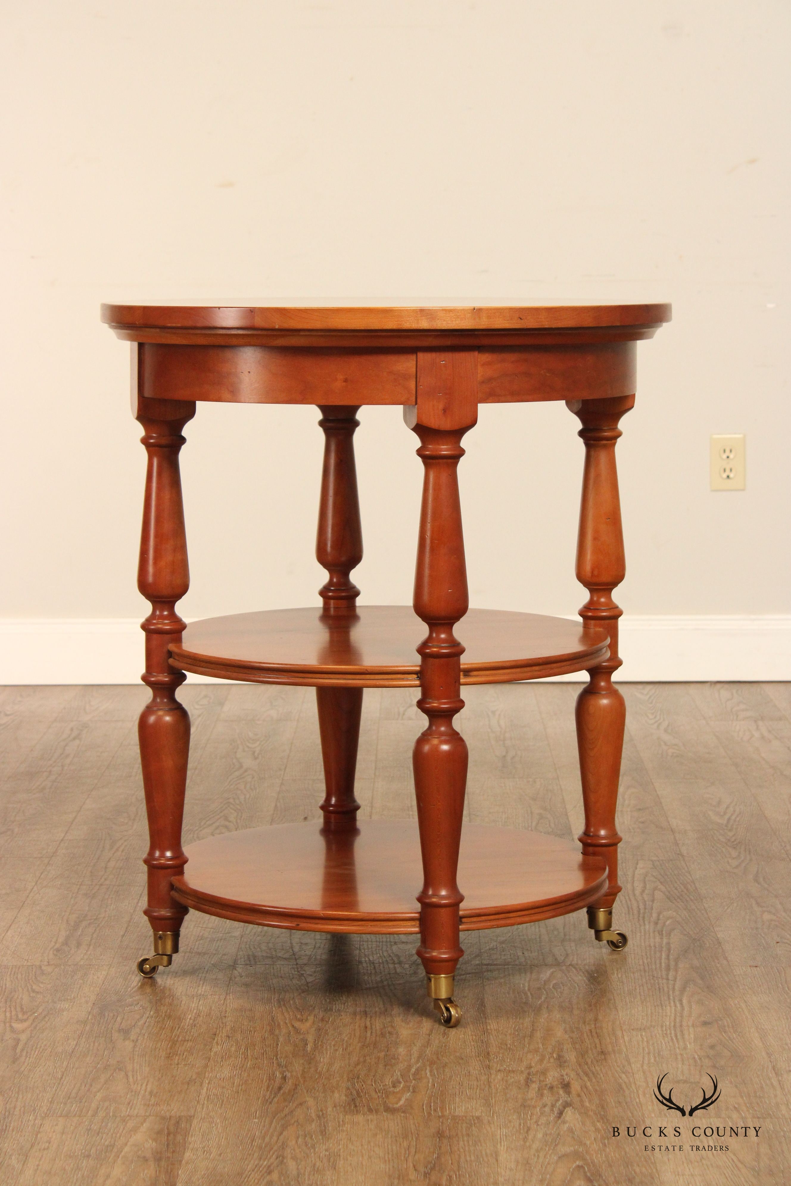 Harden Solid Cherry Round Three-Tier Side Table