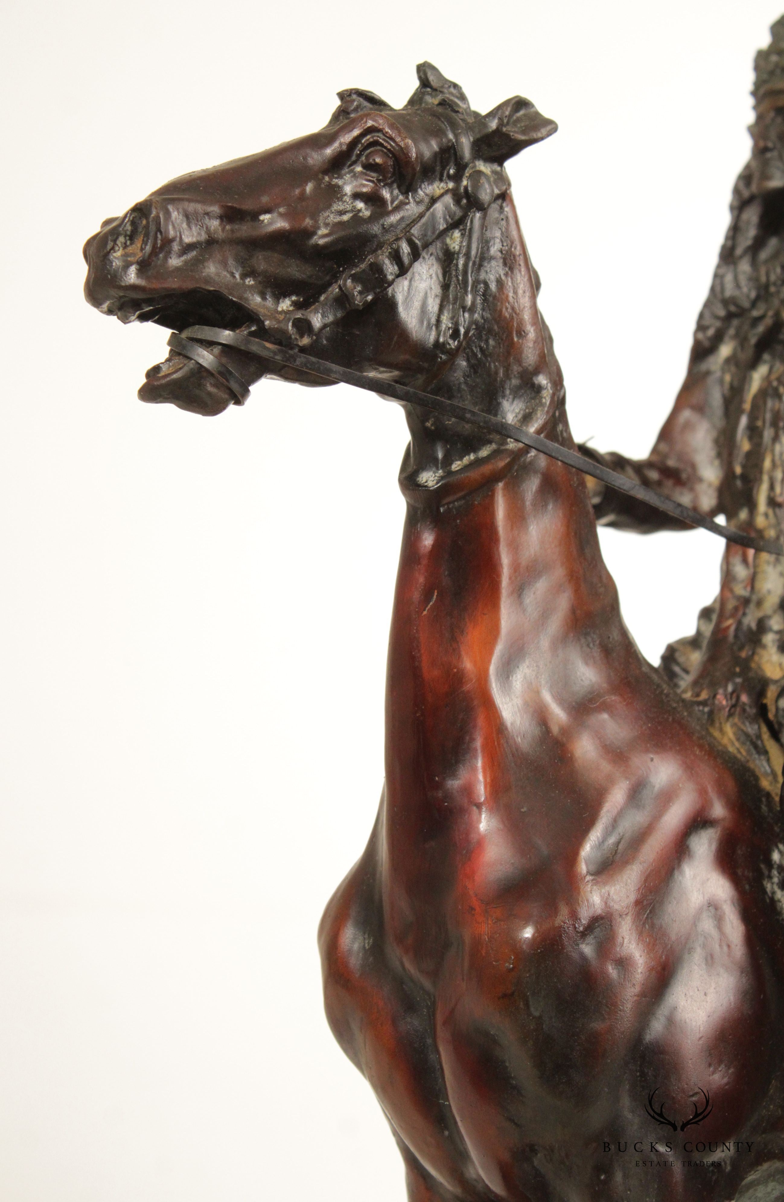 Carl Kauba 'Mounted Indian Chief' Bronze, Sculpture