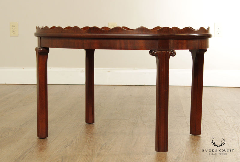 Chippendale Style Oval Inlaid Mahogany Coffee Table