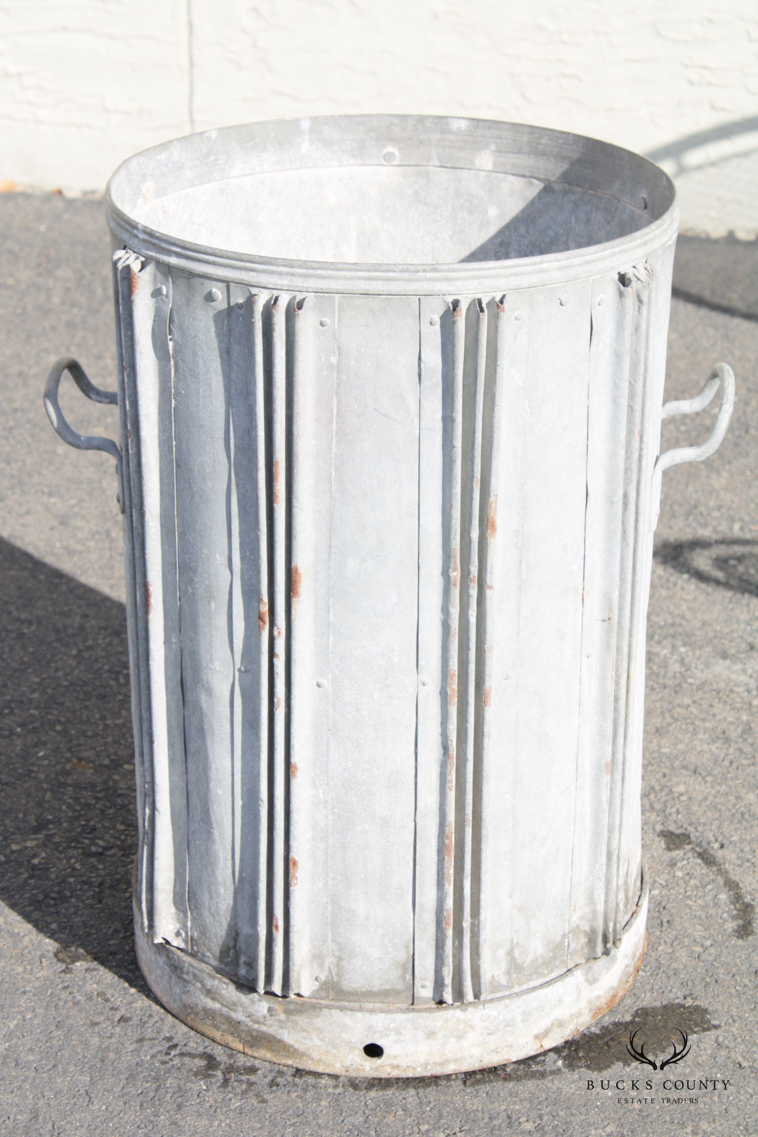 Vintage Steel Trash Can or Hot Coal Bin