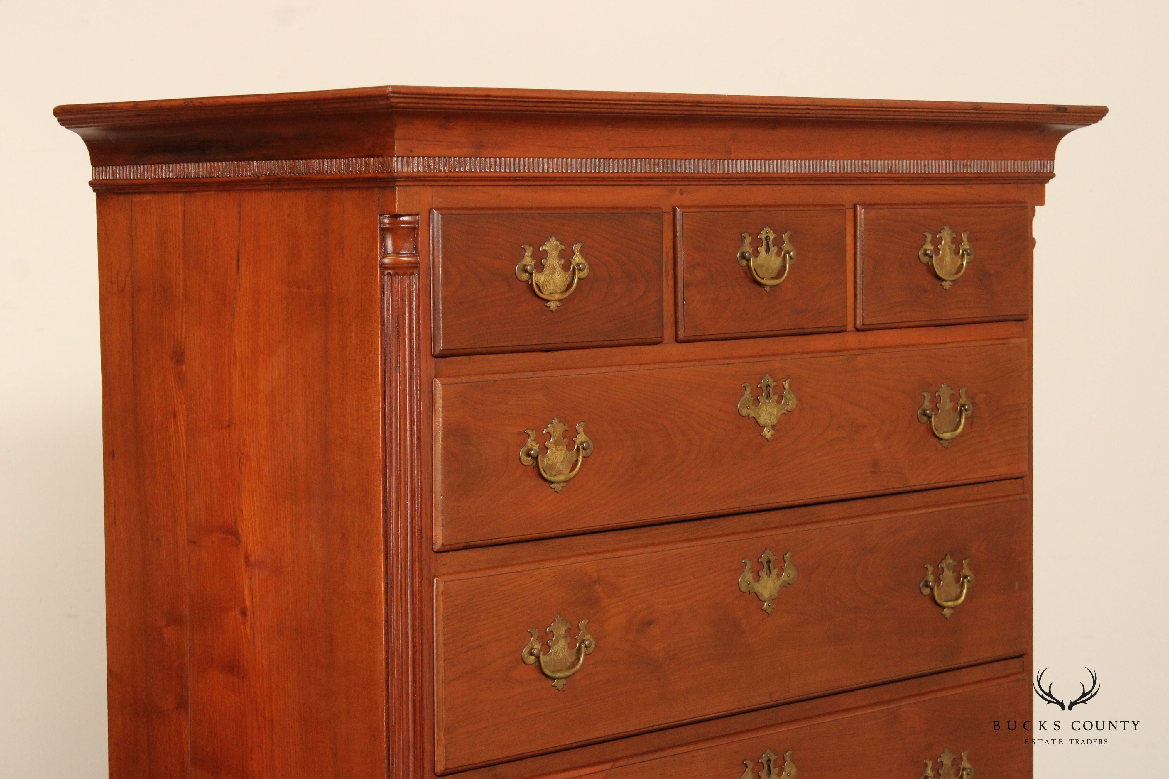 Antique American Chippendale Period Walnut Tall Chest of Drawers