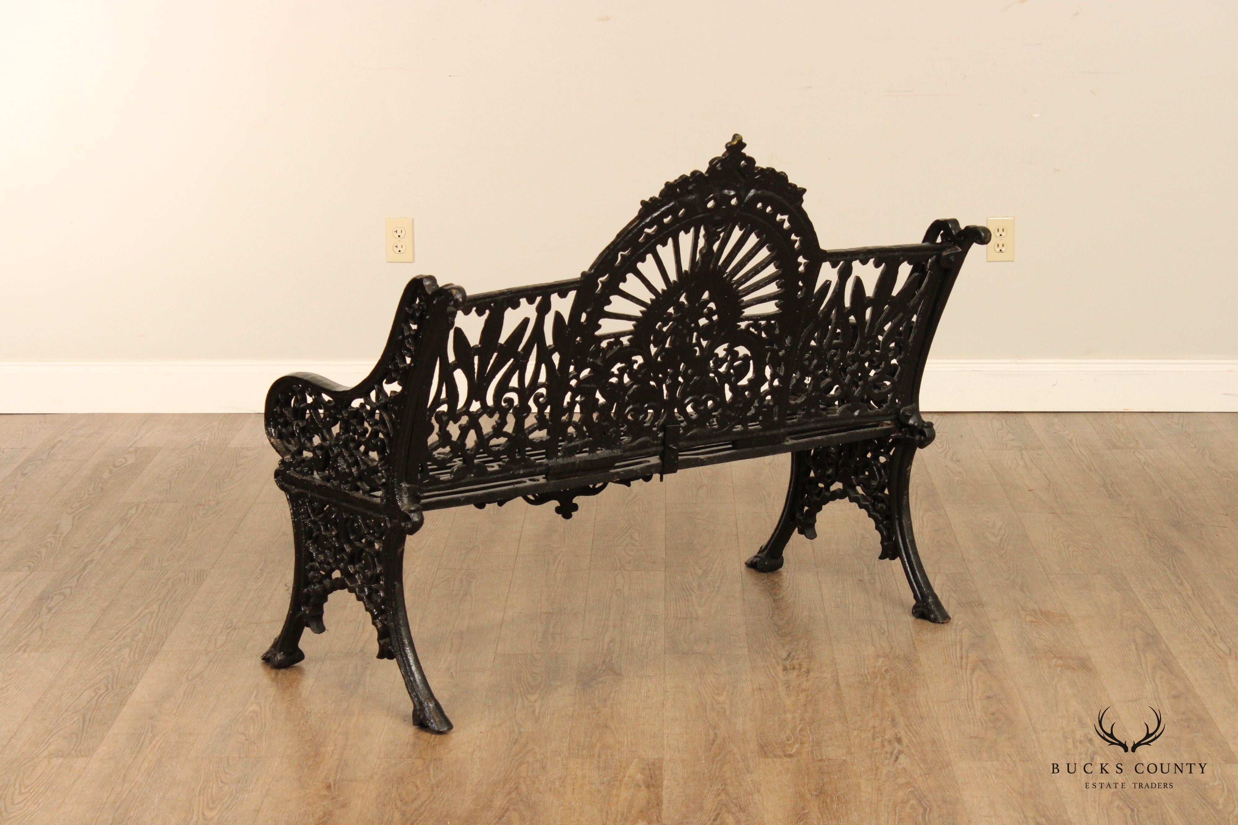 Pierce Wexford Victorian Style Pair of Cast Iron Outdoor Garden Benches