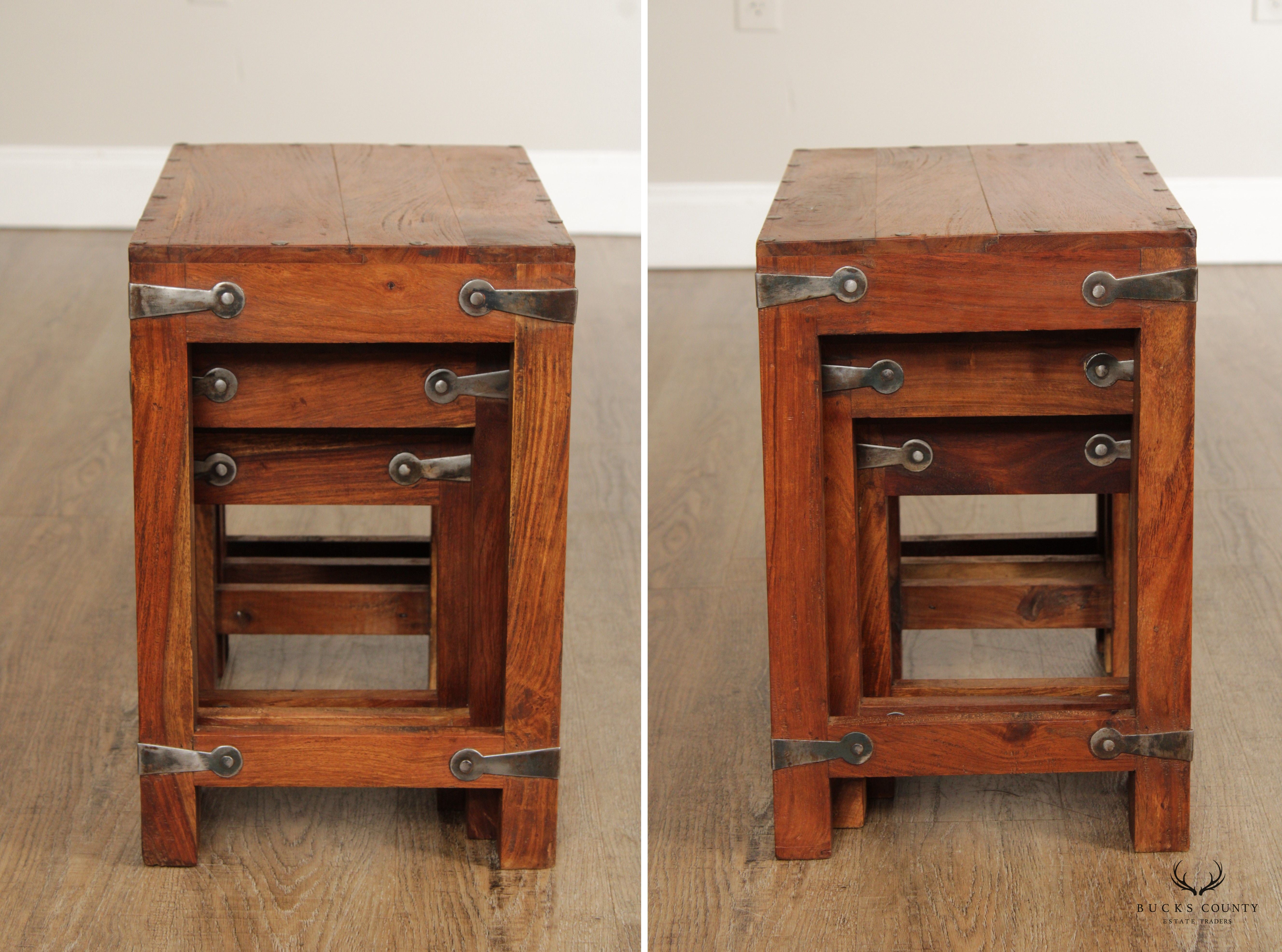 SPANISH COLONIAL STYLE SET OF 3  SOLID HARDWOOD NESTING TABLES