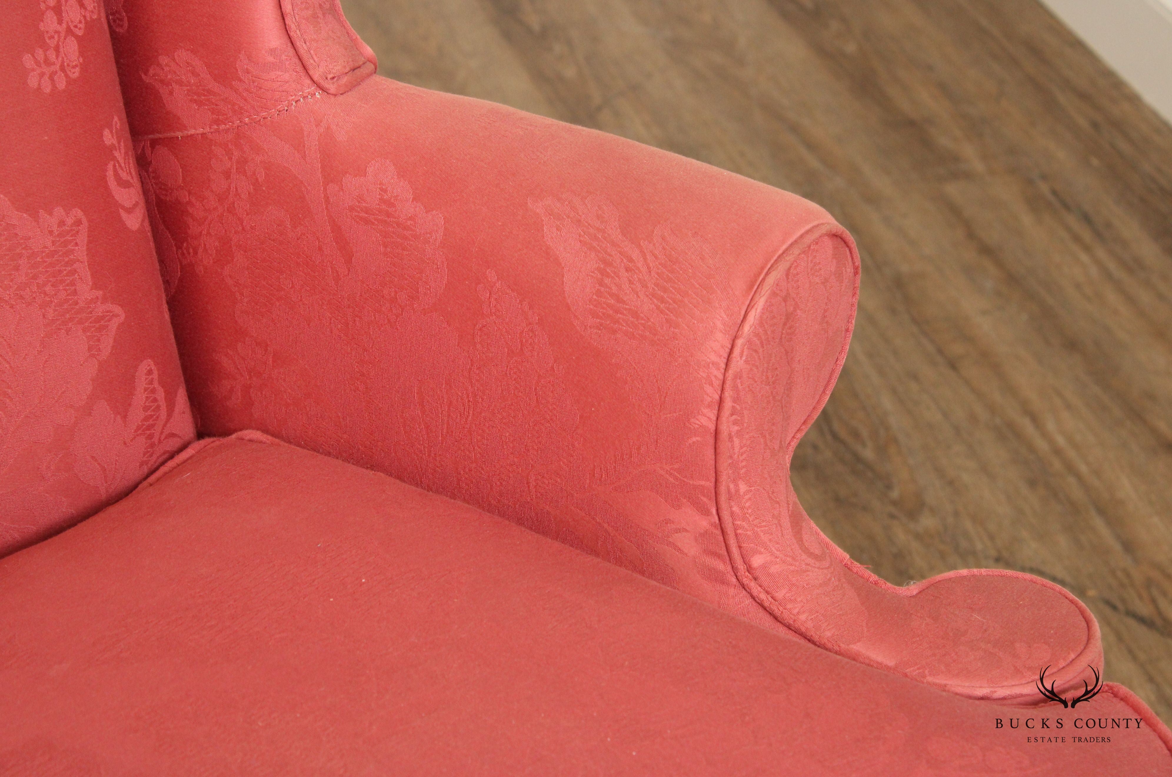 Hickory Chair Queen Anne Style Mahogany Wingback Armchair
