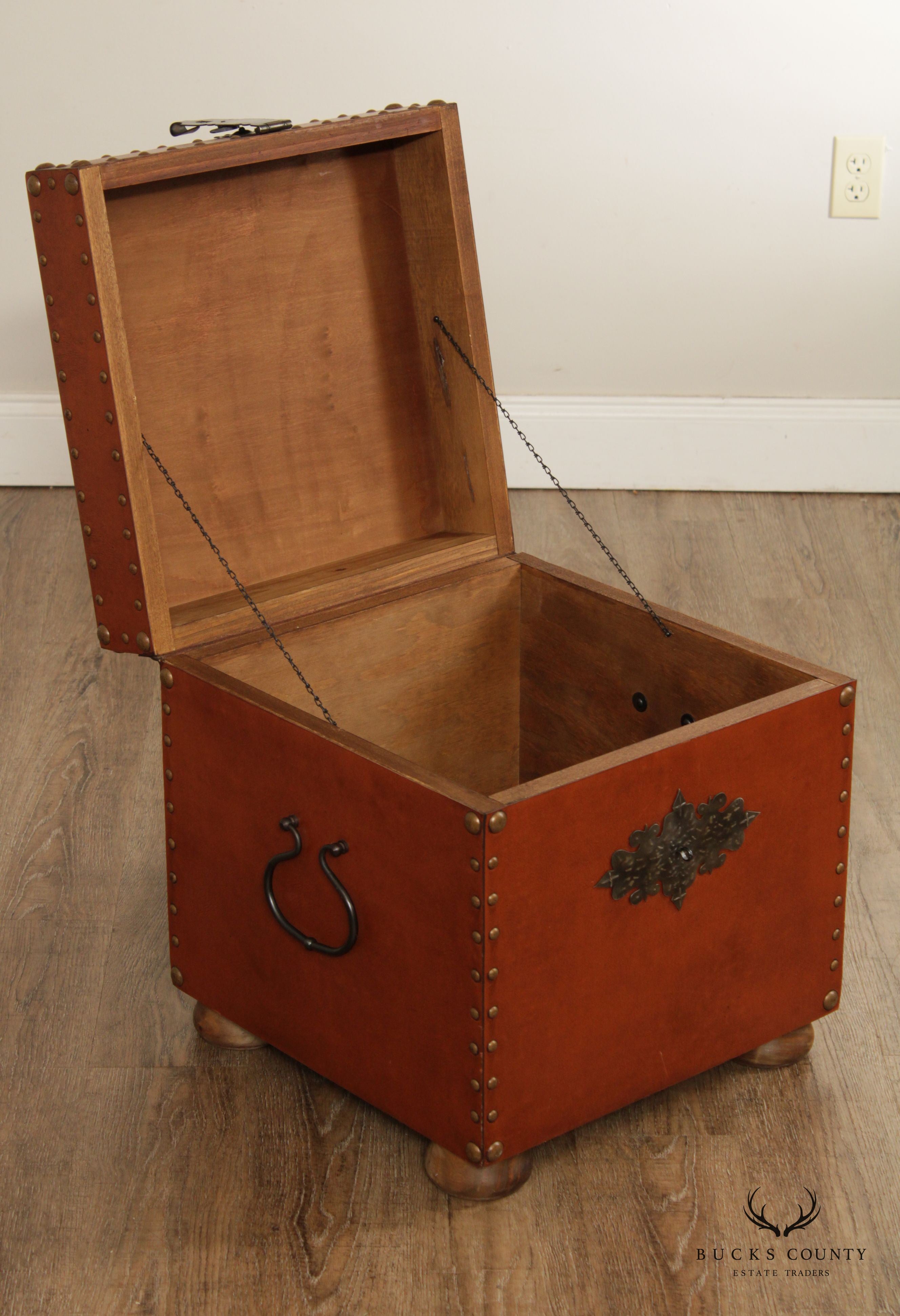 Rustic European Style Leather Wrapped Chest