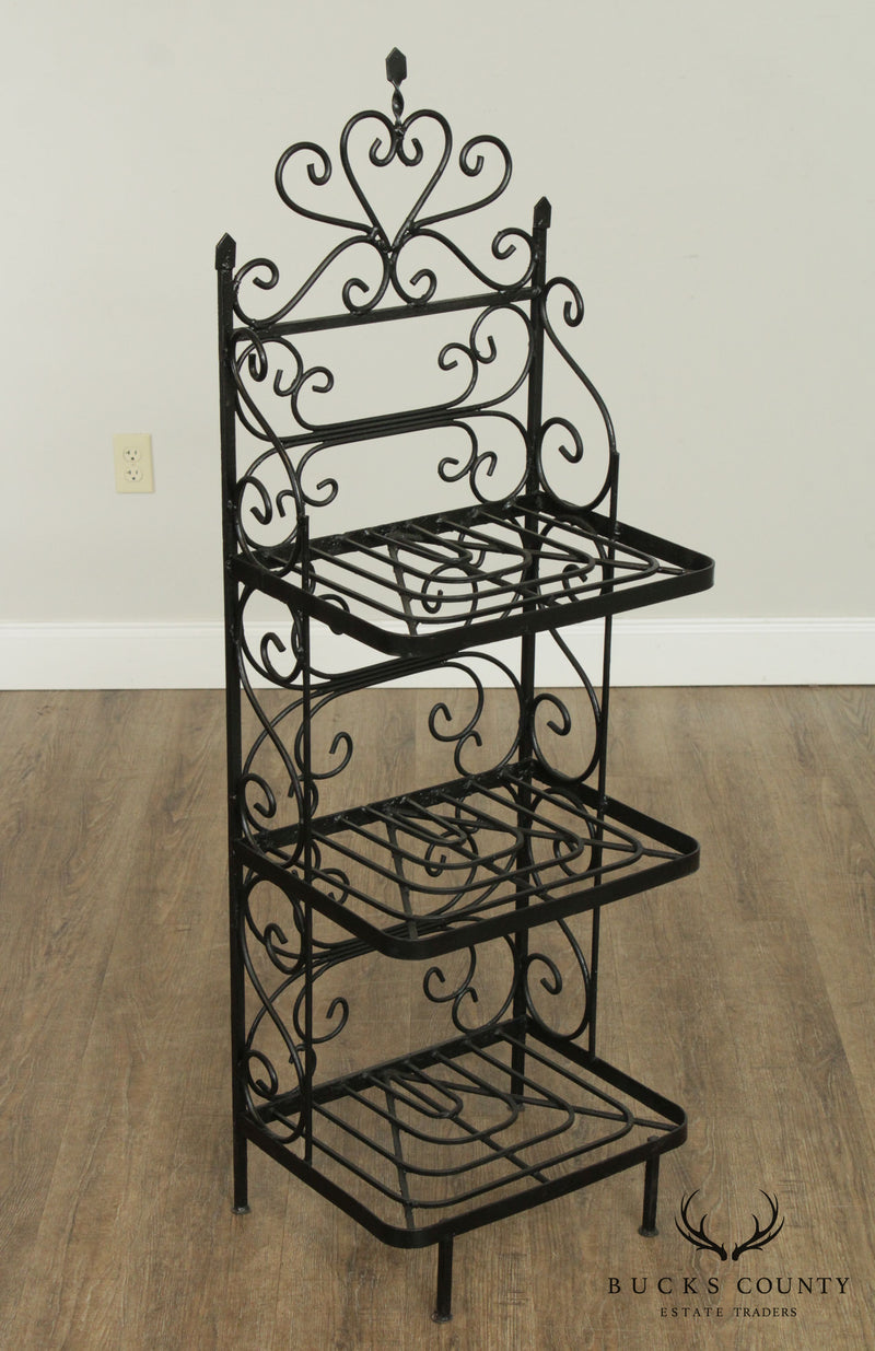 Vintage Antique Iron Plant Stand 3 Tier Scroll Rusty 40”
