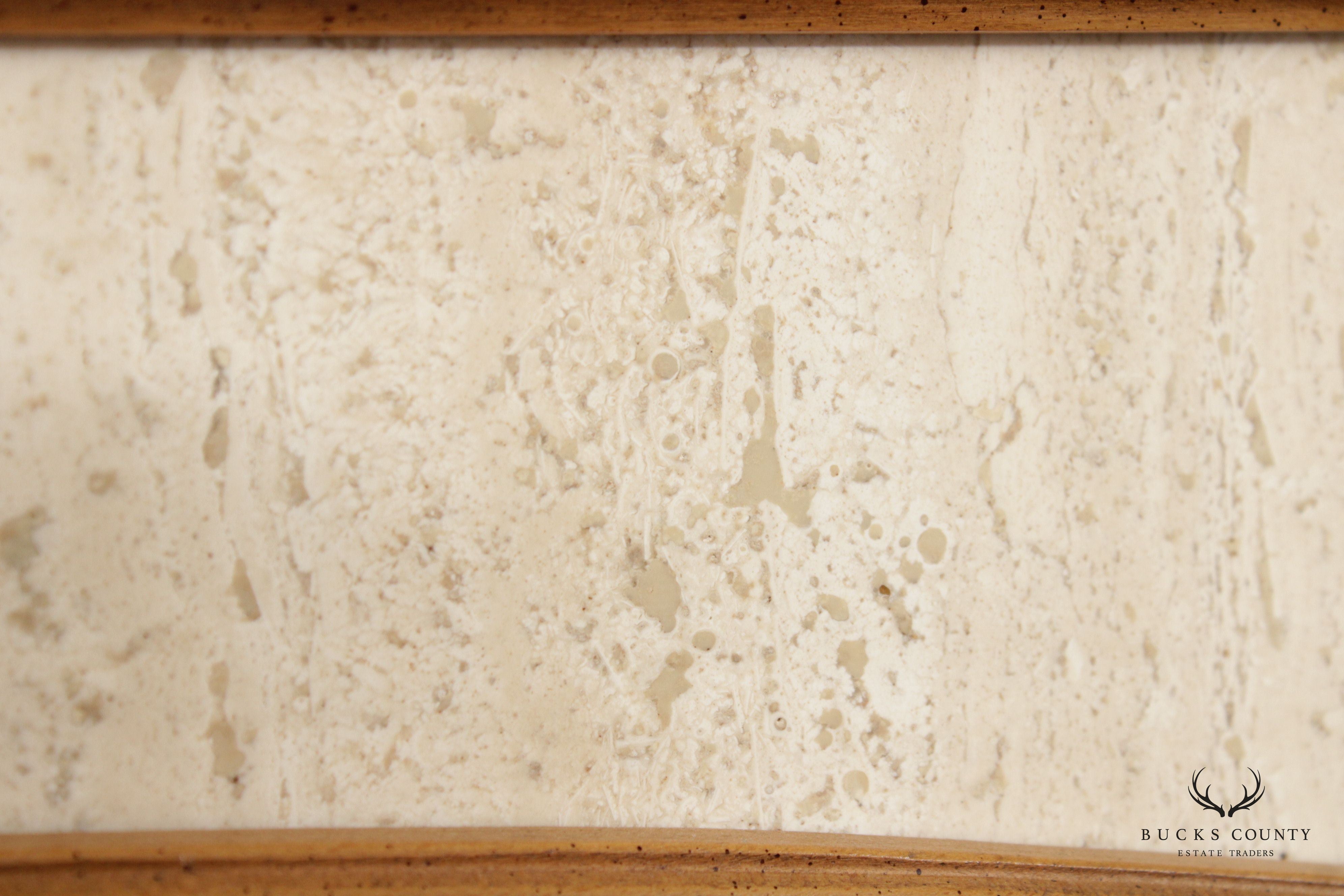 Mid Century Modern Arched Travertine Accent Wall Mirror