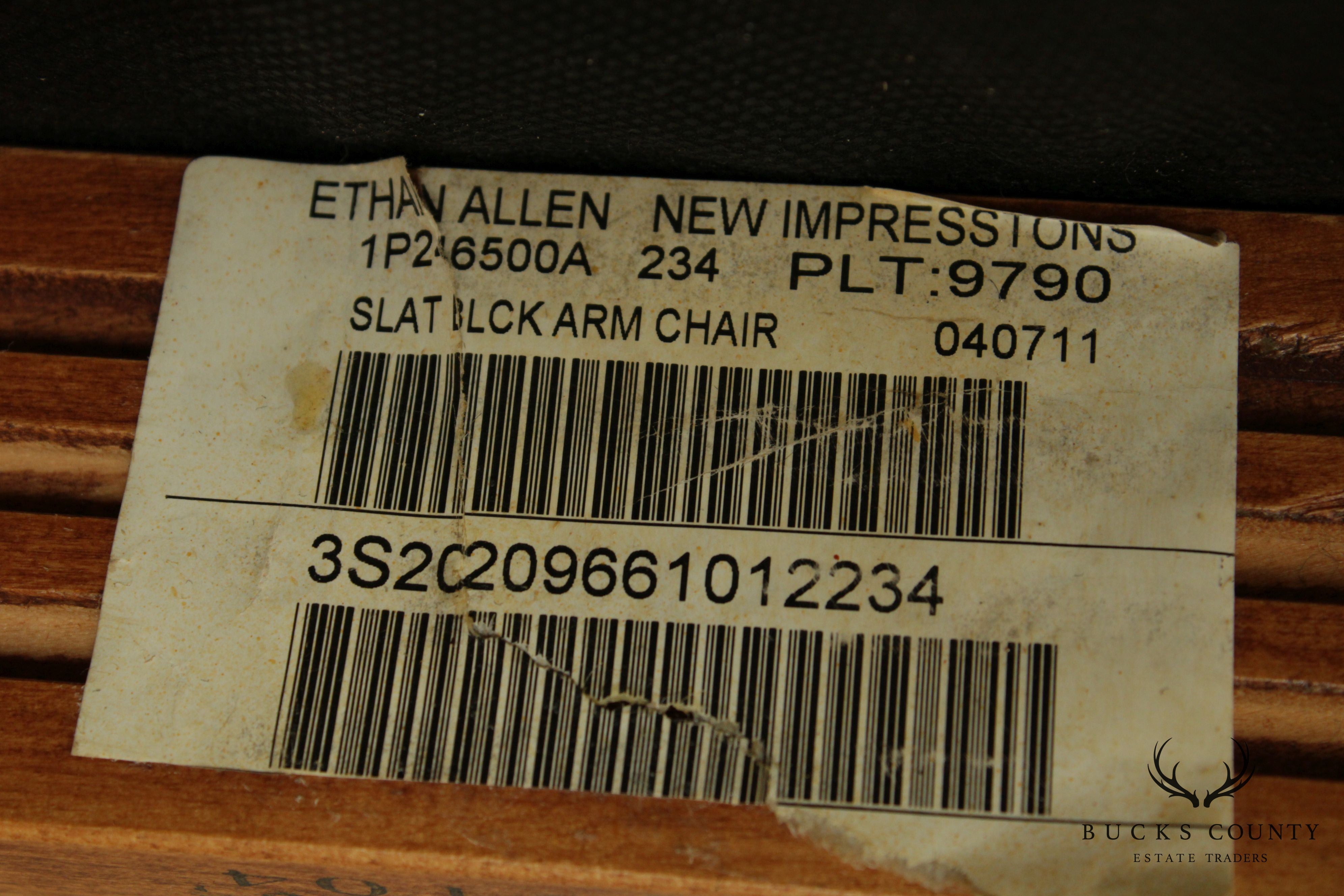 Ethan Allen "New Impressions" Maple Pair Slat Back Armchairs