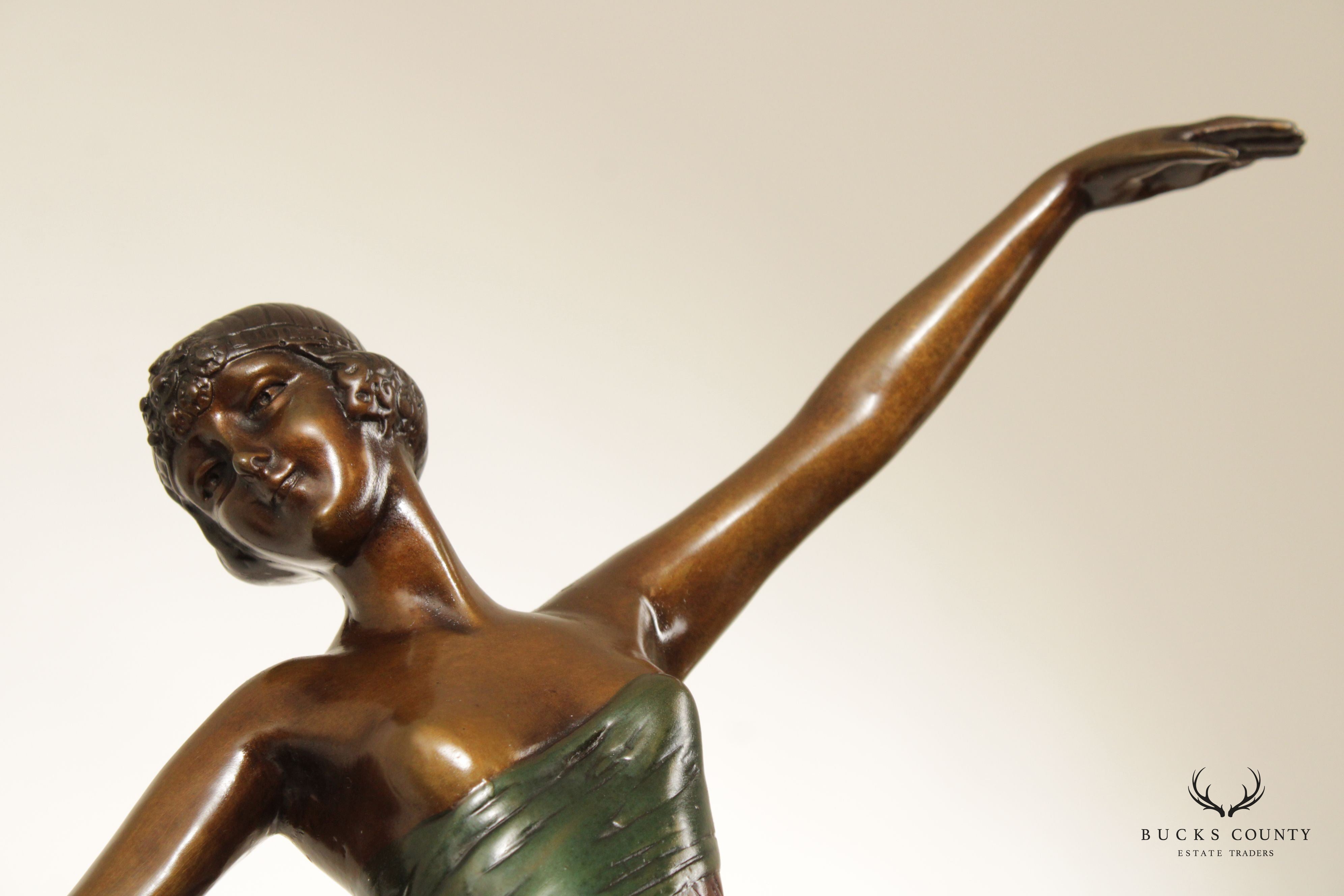 Art Deco Kneeling Dance Bronze Sculpture, After Demétre Chiparus