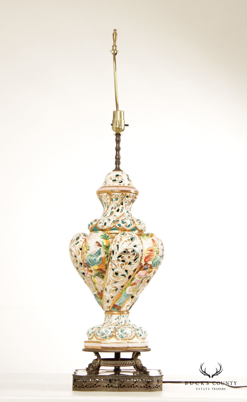 Italian Capodimonte Style Porcelain Table Lamp