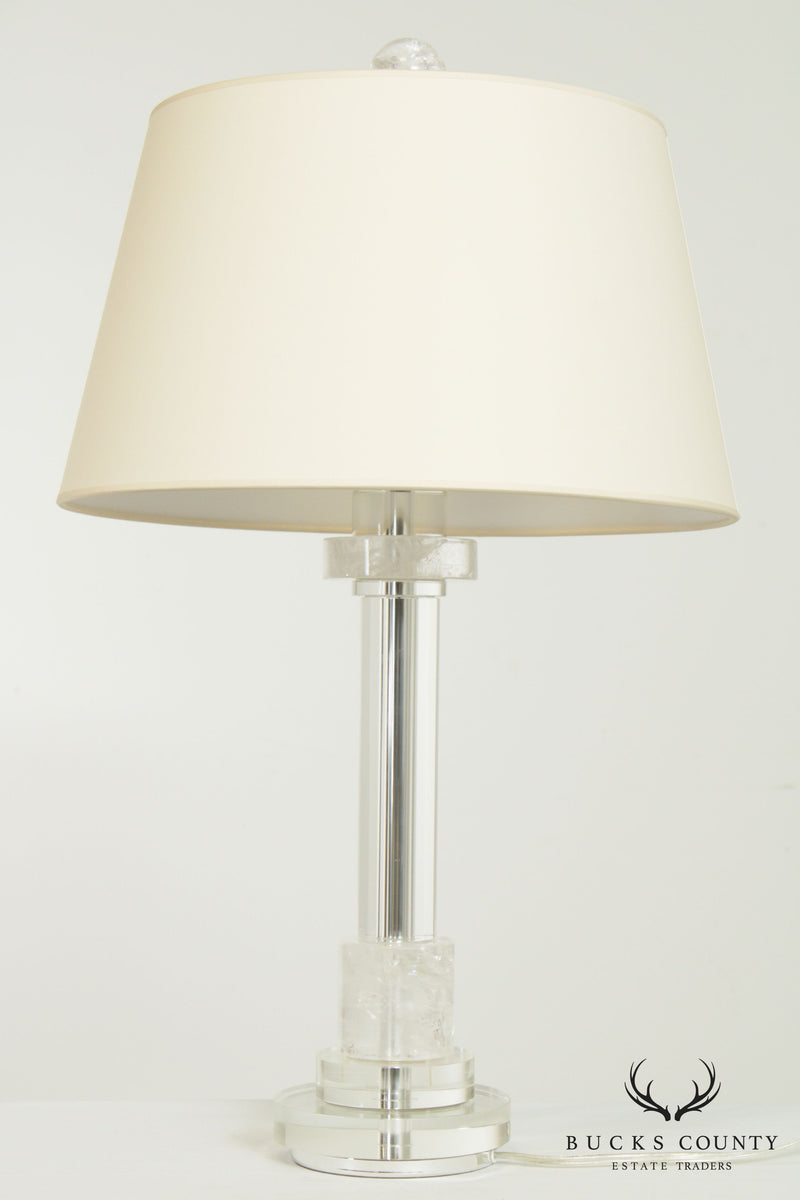 Contemporary Lucite and Quartz Table Lamp
