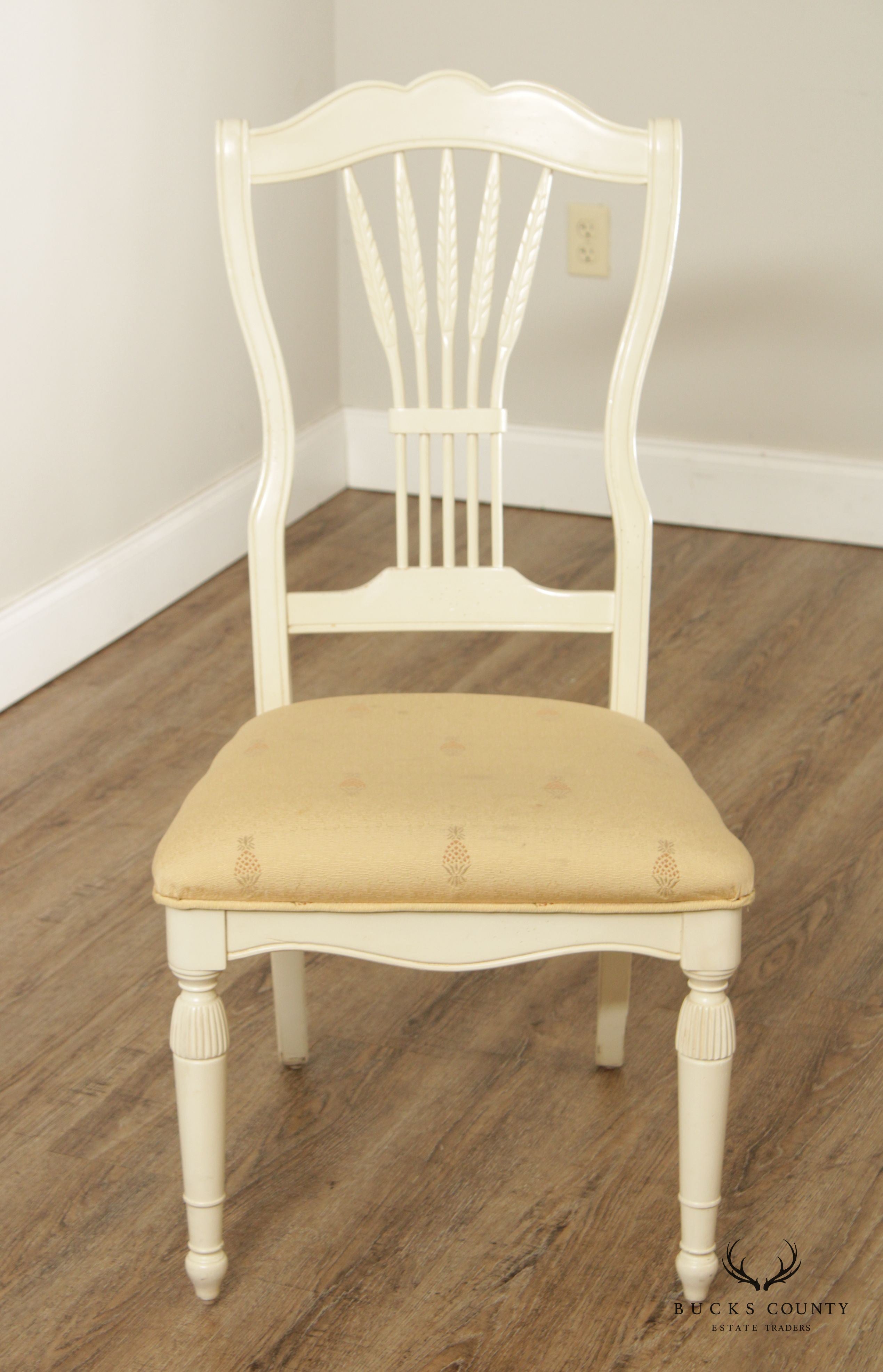 French Country Style Set 6 Painted Wheat Back Dining Chairs