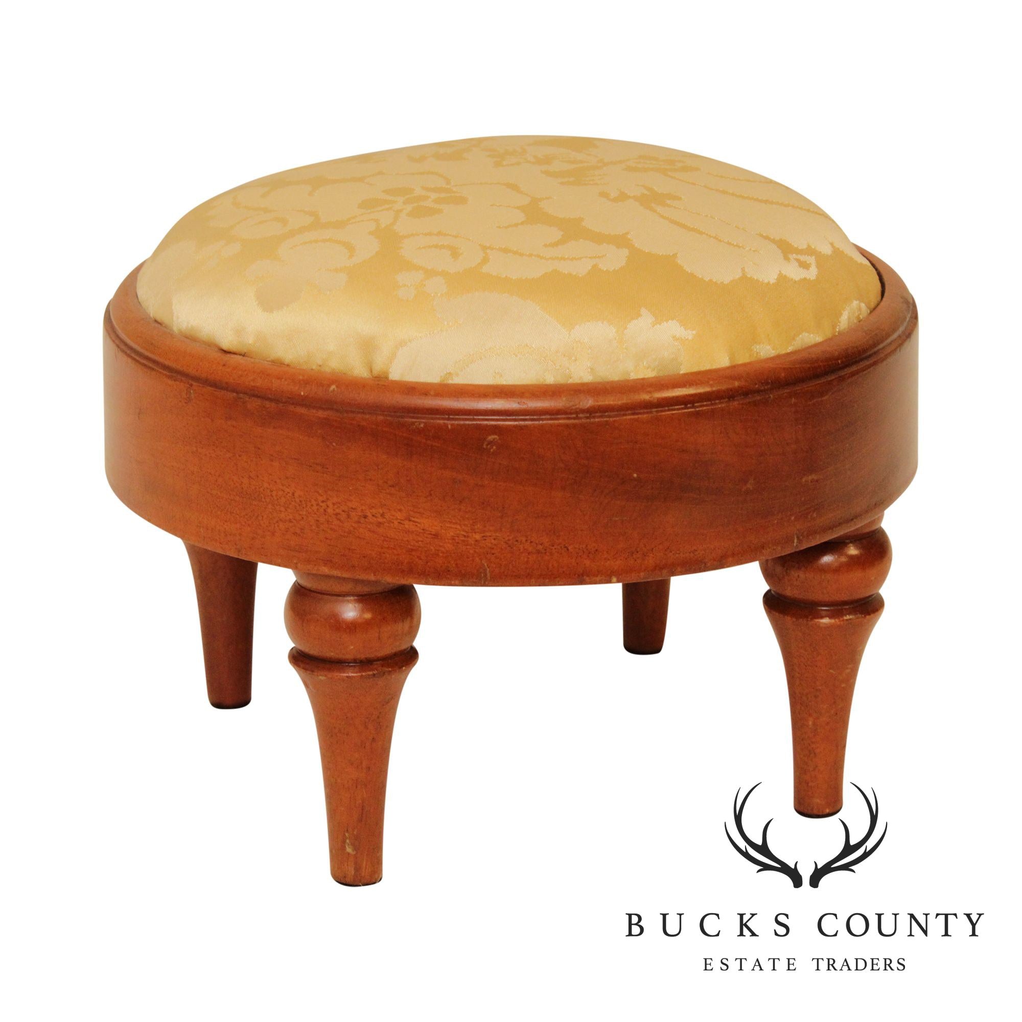 Custom Mahogany Small Round Foot Stool