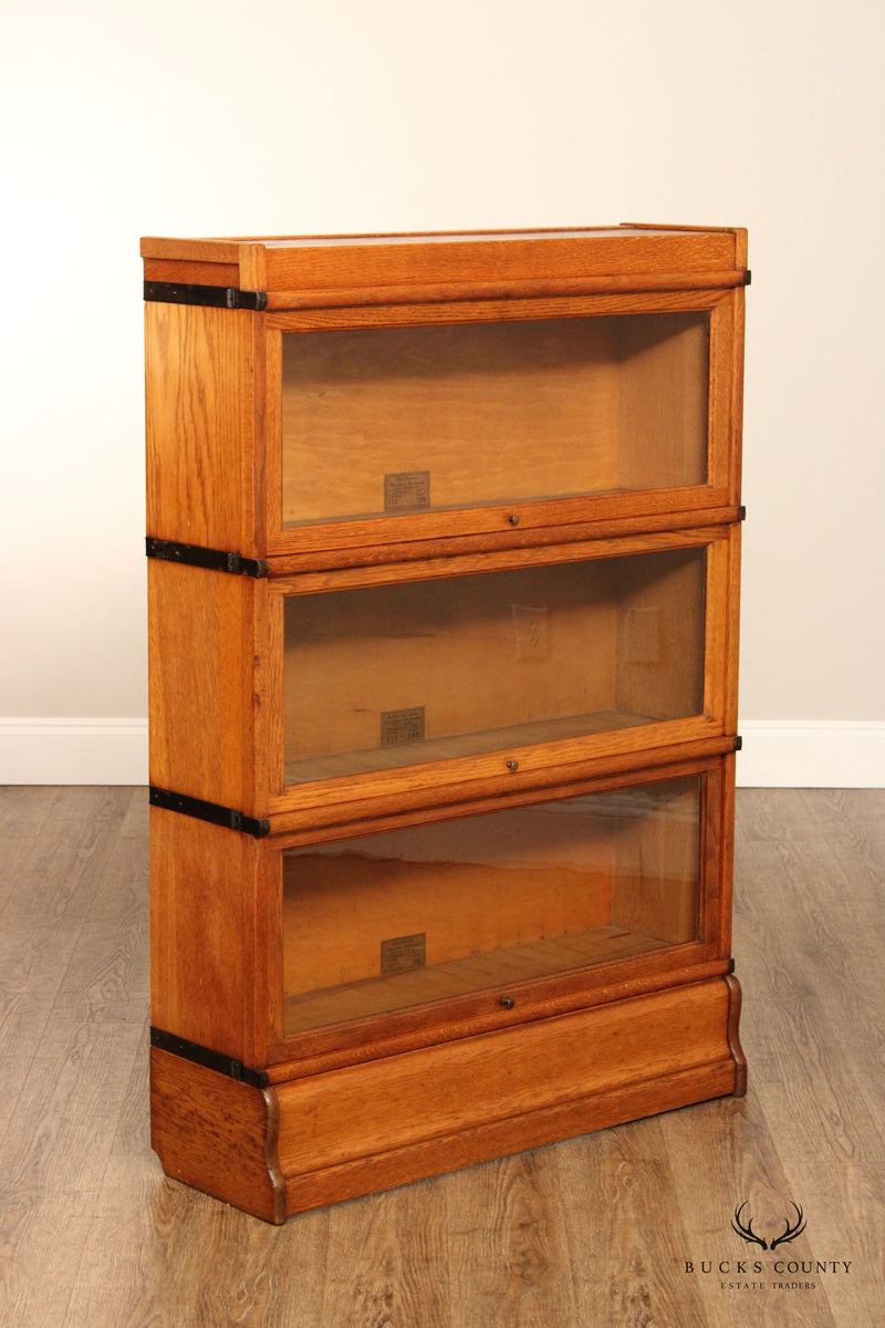 Globe Wernicke Antique Oak Three-Stack Barrister Bookcase
