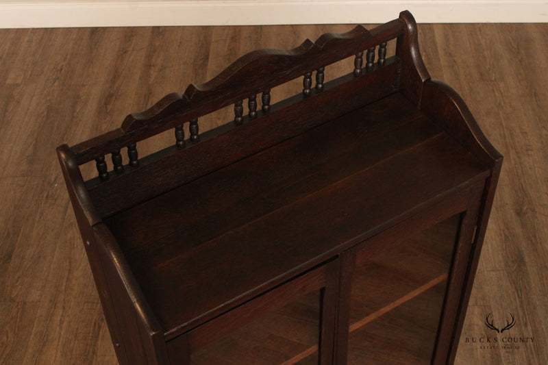Antique Victorian Eastlake Oak Glass Door Bookcase