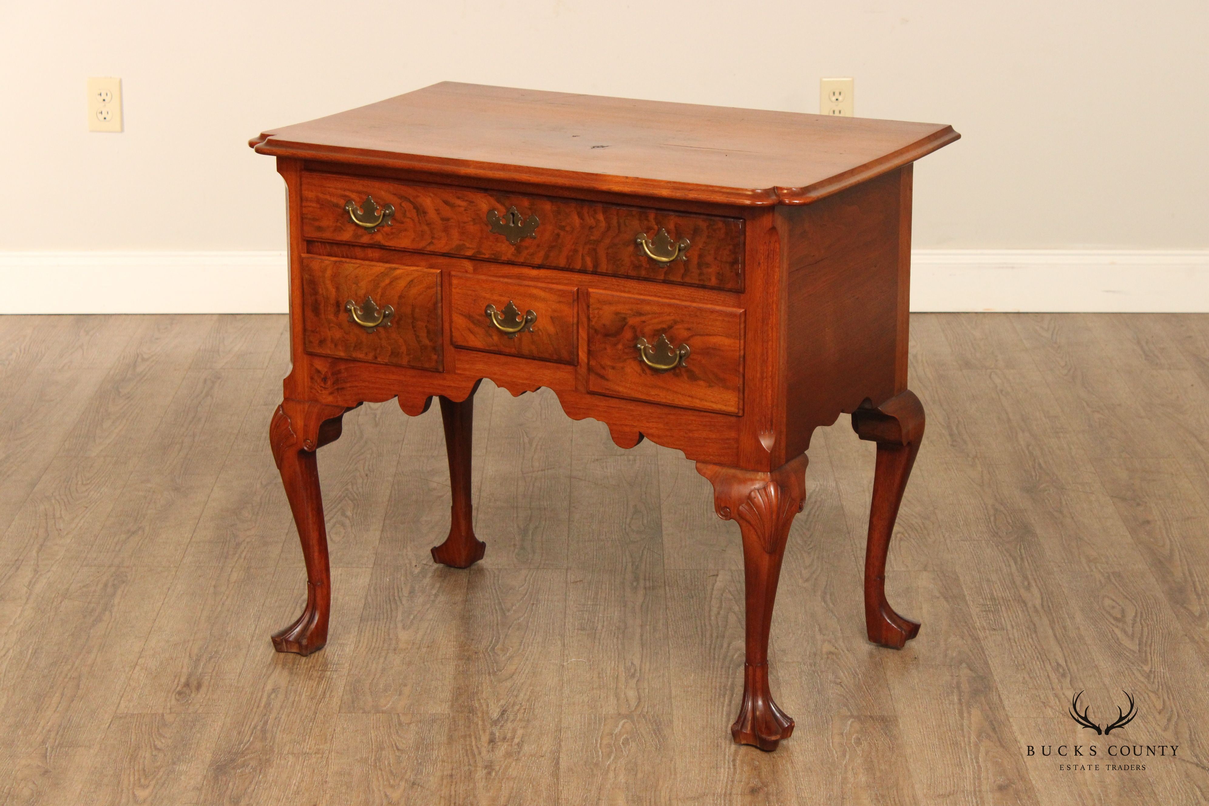 Antique American Queen Anne Carved Walnut Lowboy