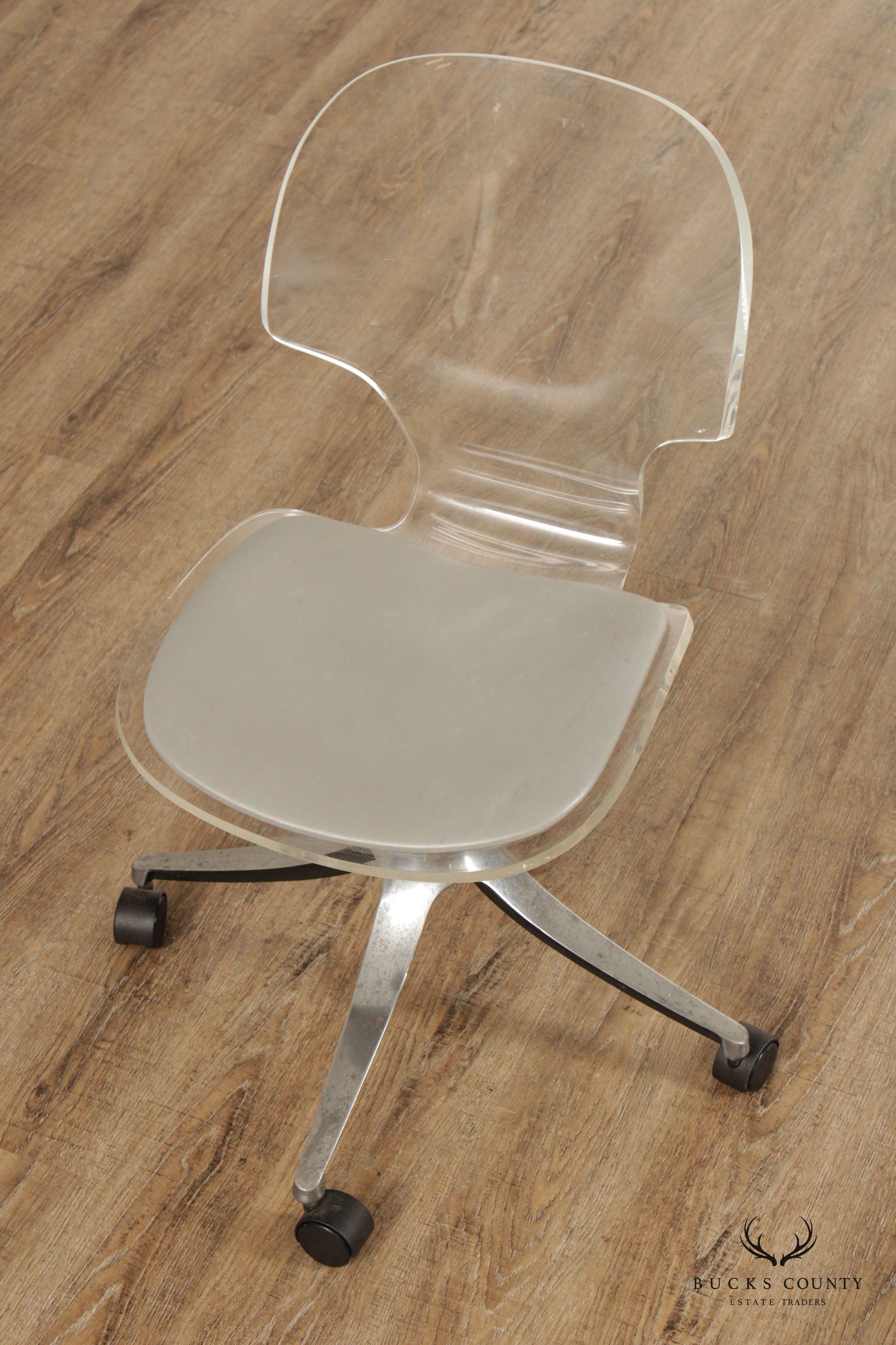 Mid Century Modern Lucite Swivel Desk Chair