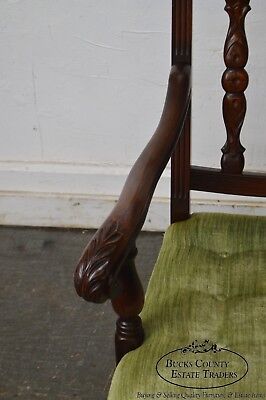 1920s Jacobean Style Solid Mahogany Carved Arm Chair (possibly Kittinger)