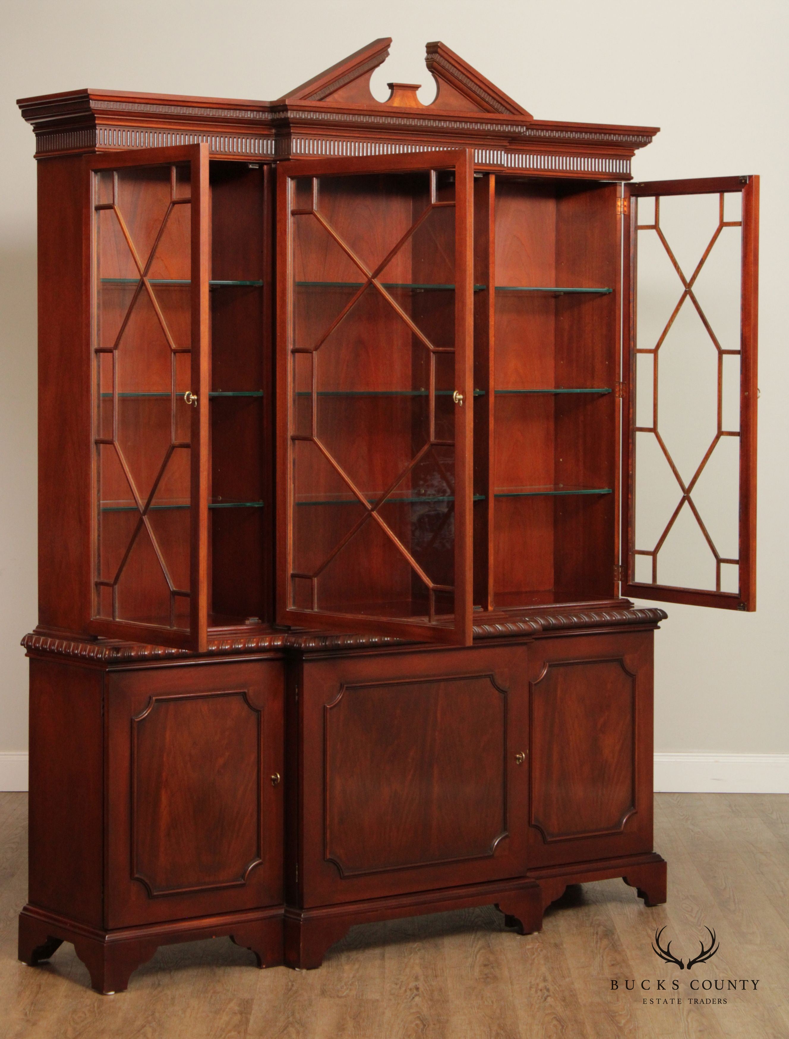 Baker Furniture Historic Charleston Mahogany Breakfront Bookcase China Cabinet