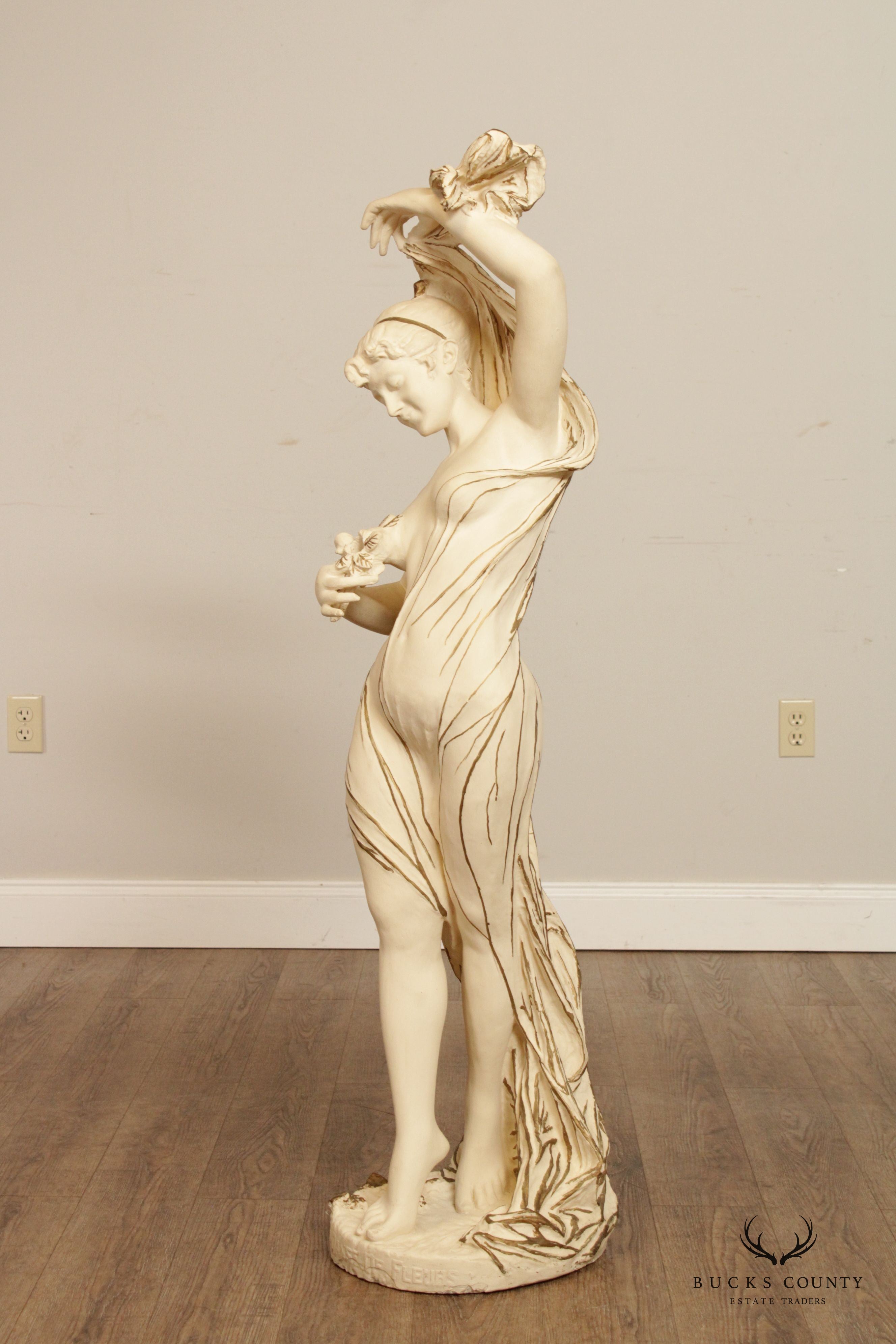 Vintage French 'La Danse de Fleurs' Life-Size Figural Plaster Statue