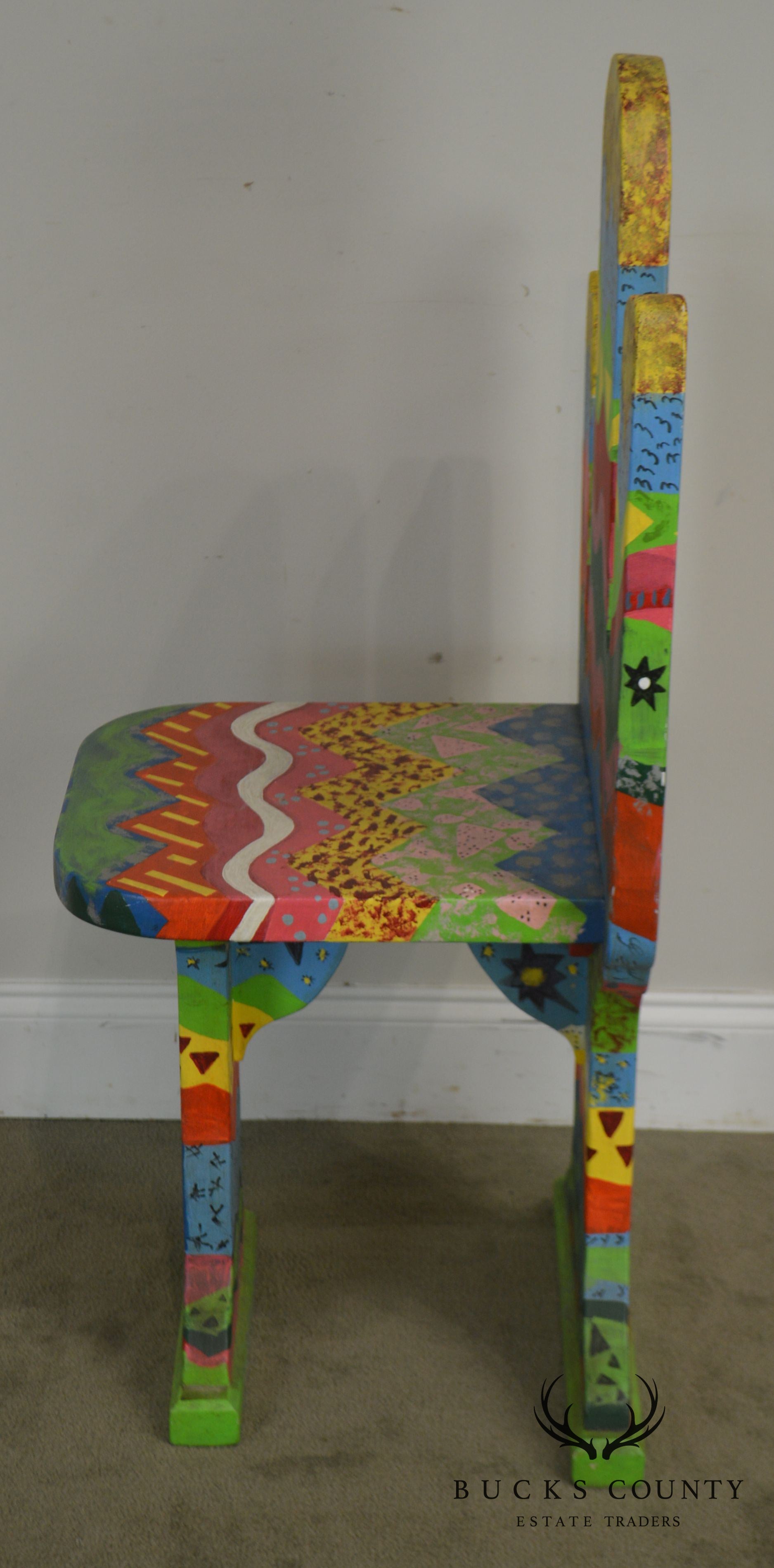 Bill Jackson Colorful Hand Painted Artist Signed Cactus Chair