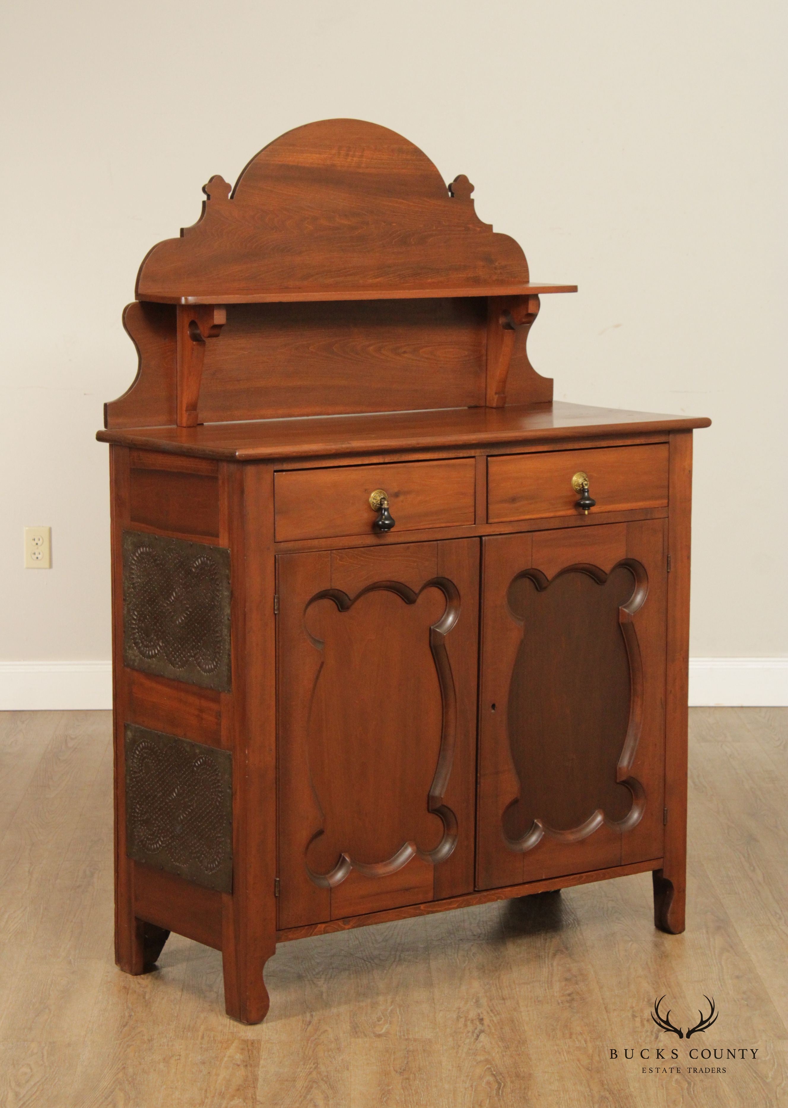 Antique Victorian Poplar Two-Door Pie Safe