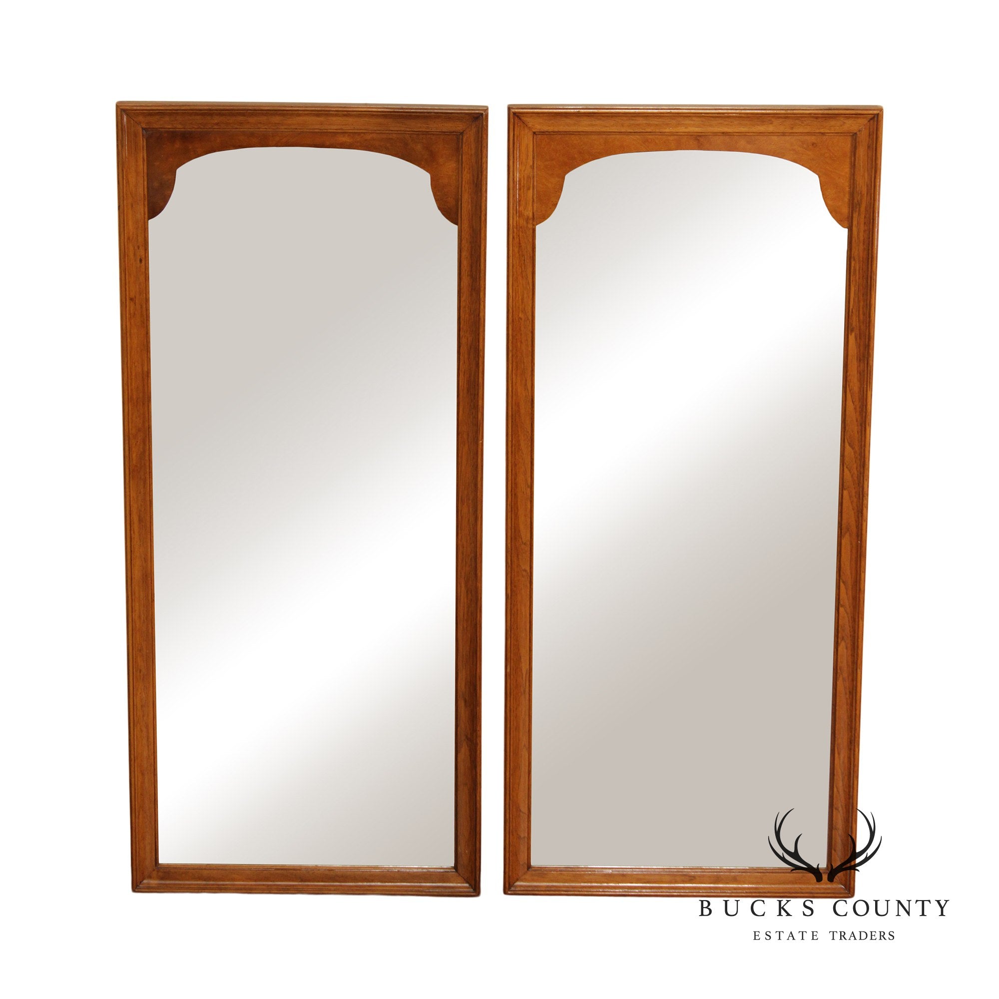 Mid Century Modern Pair of Burlwood Mirrors