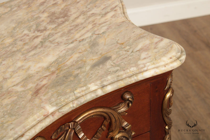 Herraiz French Regence Style Marble Top Chest of Drawers Commode