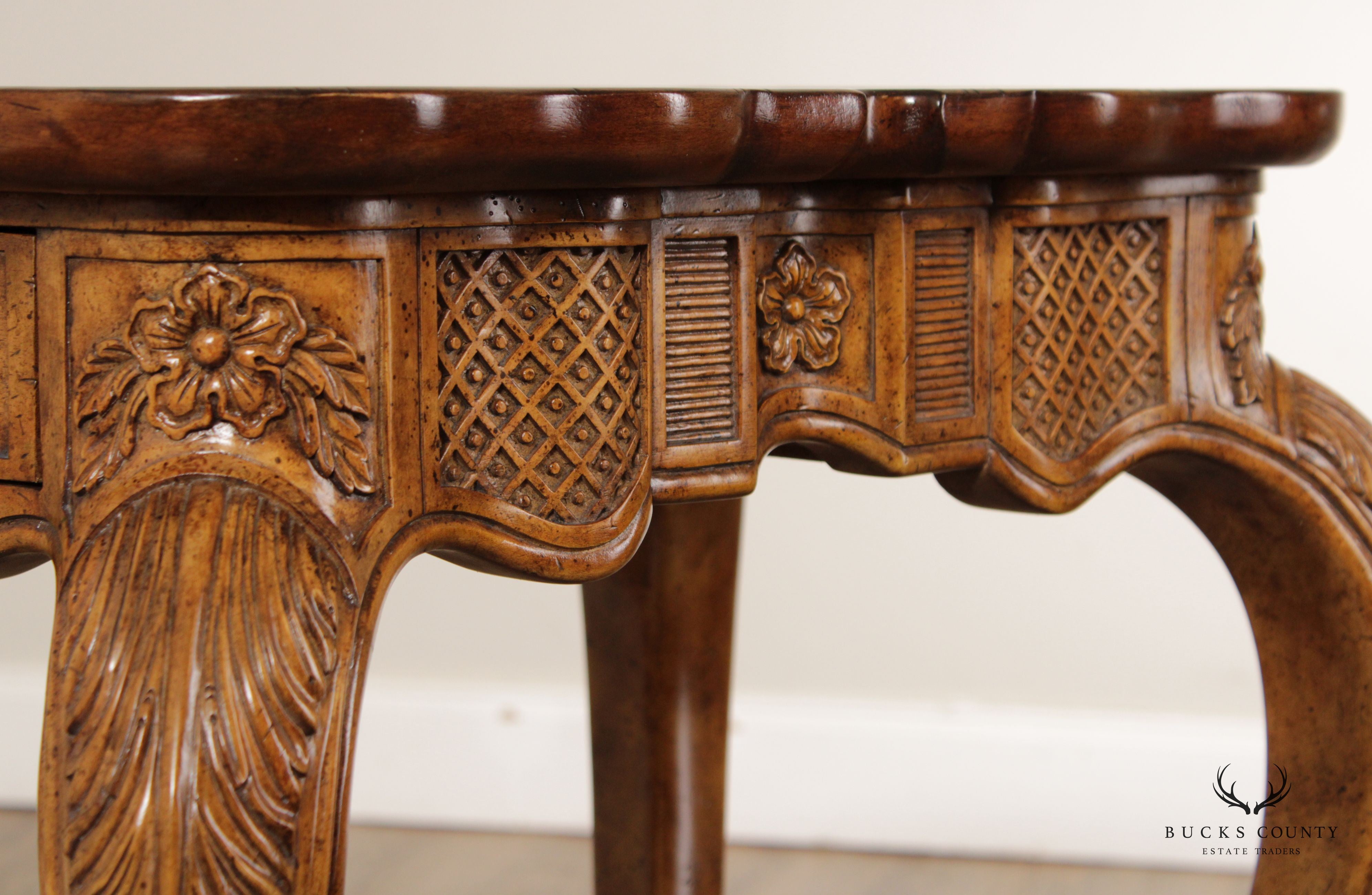 Maitland Smith French Provincial Carved Side Table