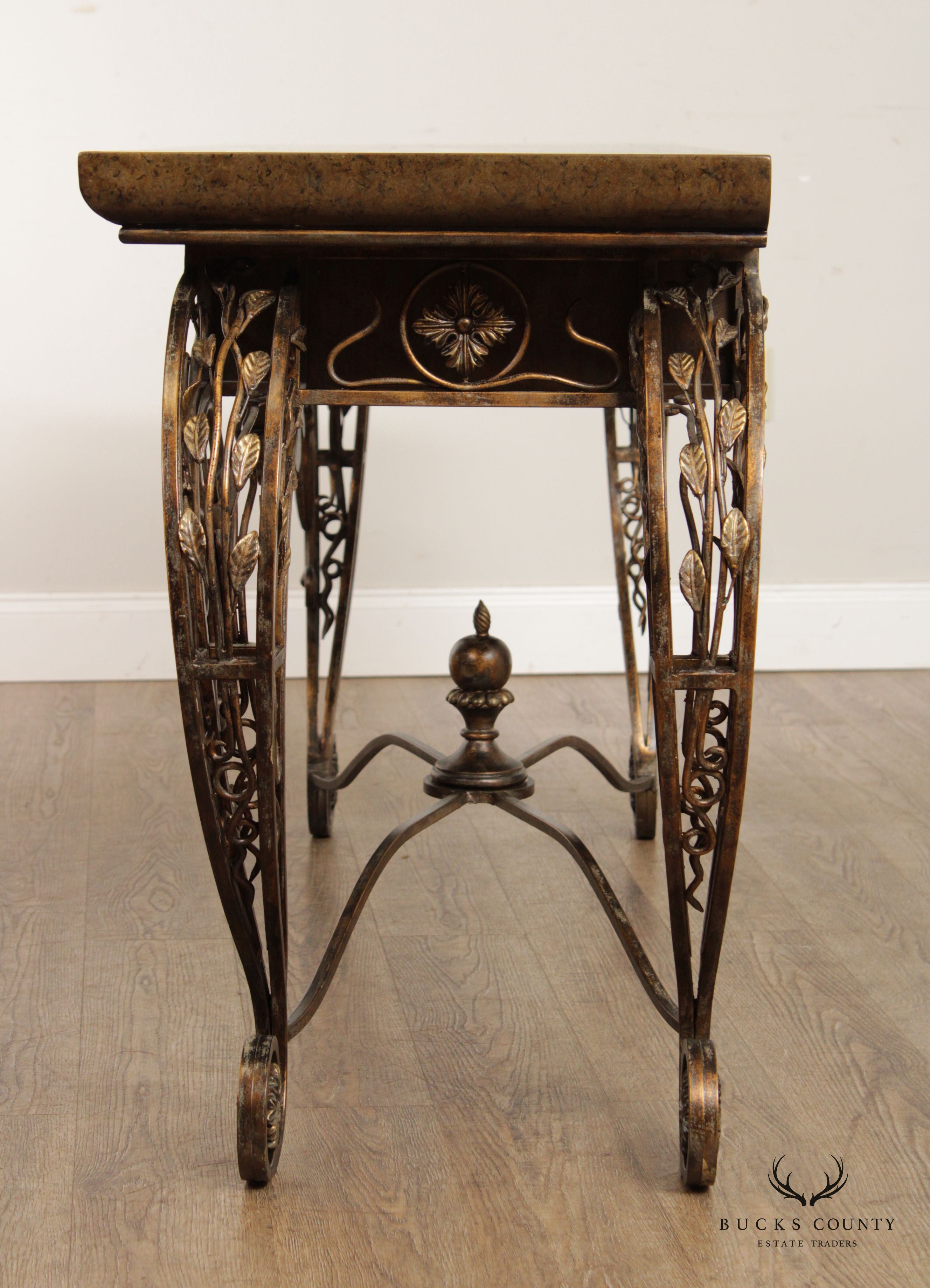 French Louis XV Style Wrought Iron Console Table