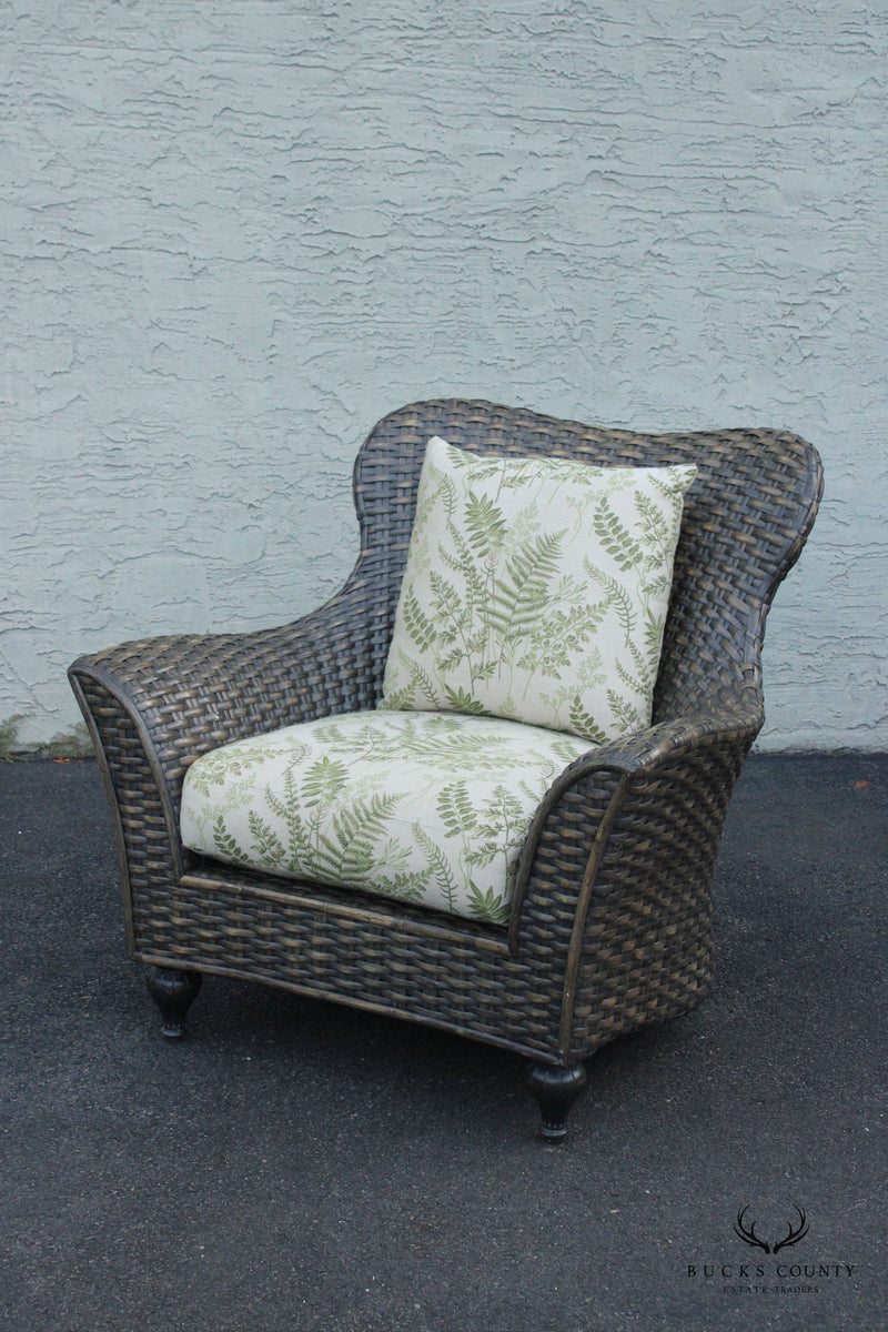 Pair of Woven Outdoor Rattan Lounge Armchairs