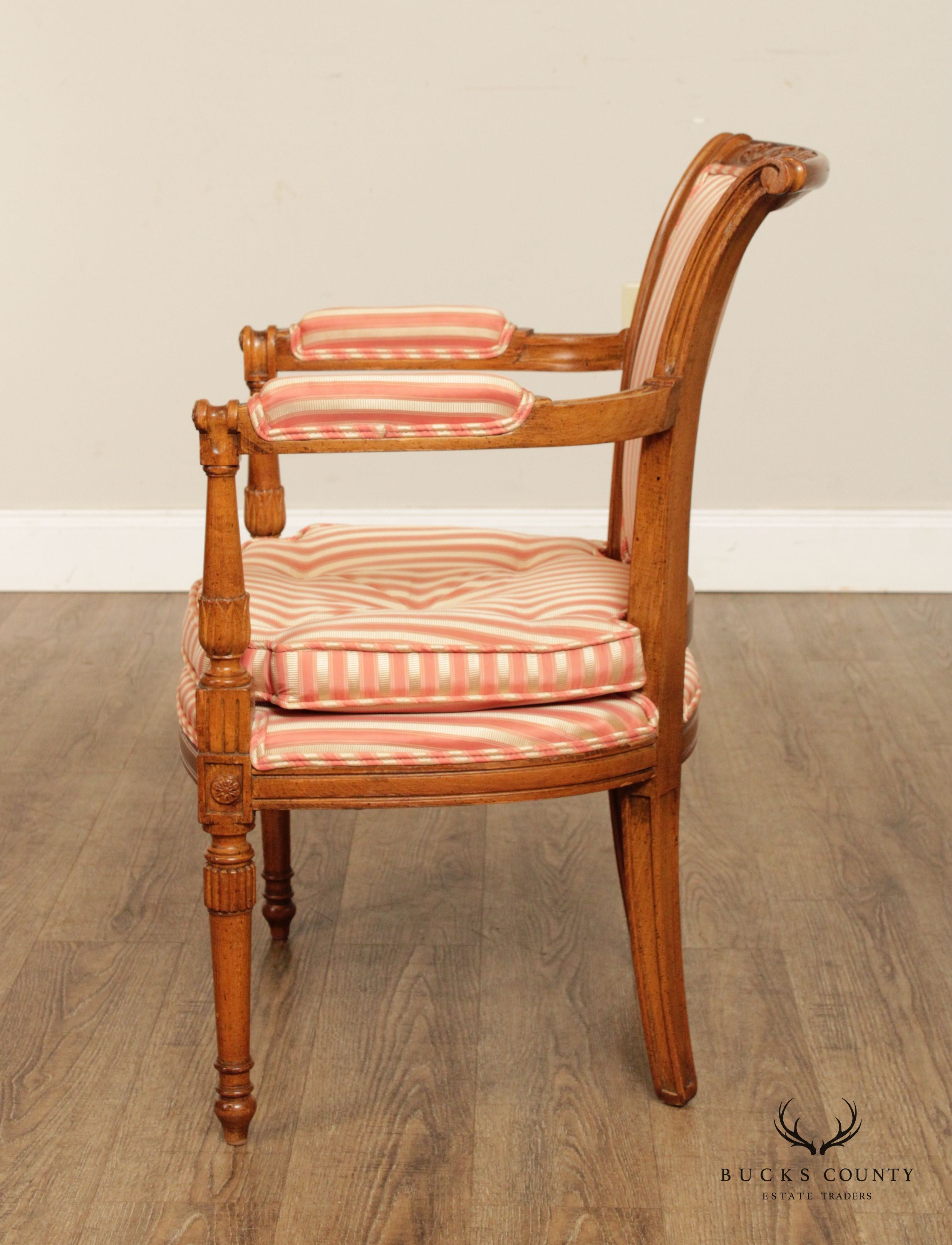 French Directoire Style Carved Fauteuil Arm Chair