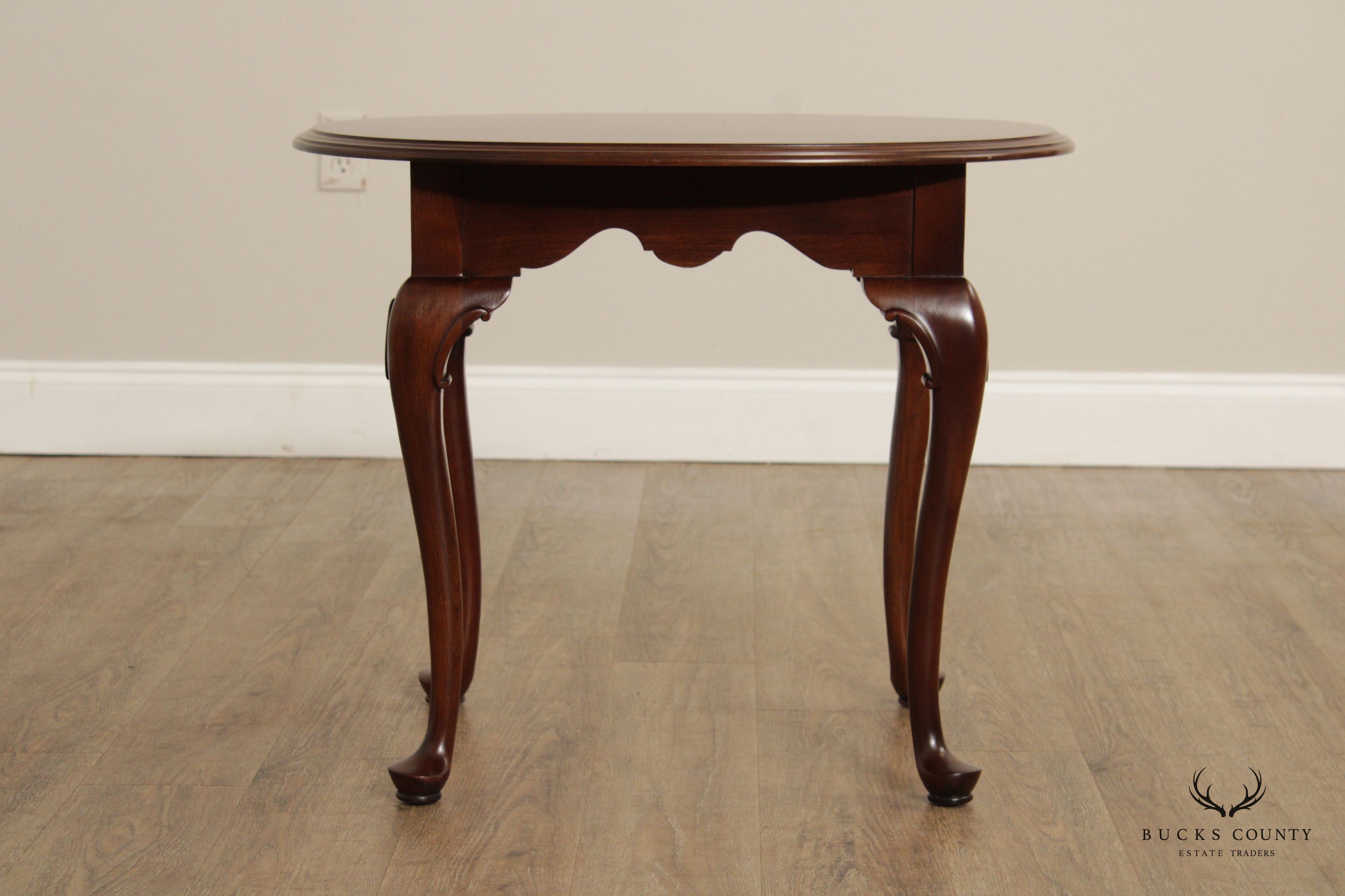 Ethan Allen 'Georgian Court' Queen Anne Style Carved Cherry End Table