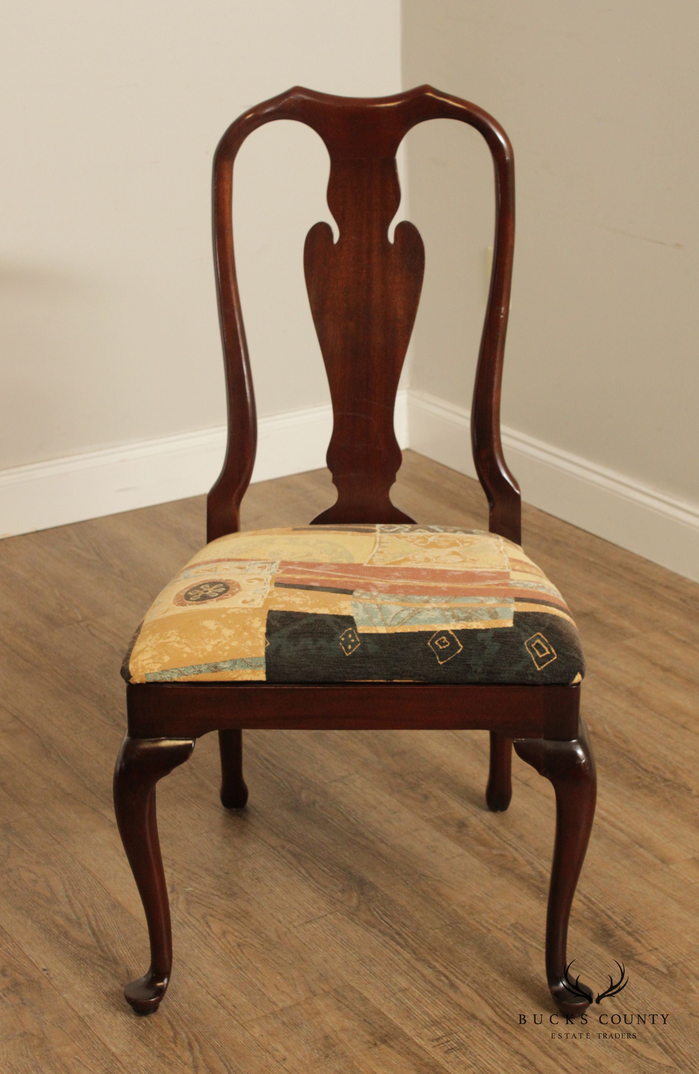 Queen Anne Style Set of Six Mahogany Dining Chairs