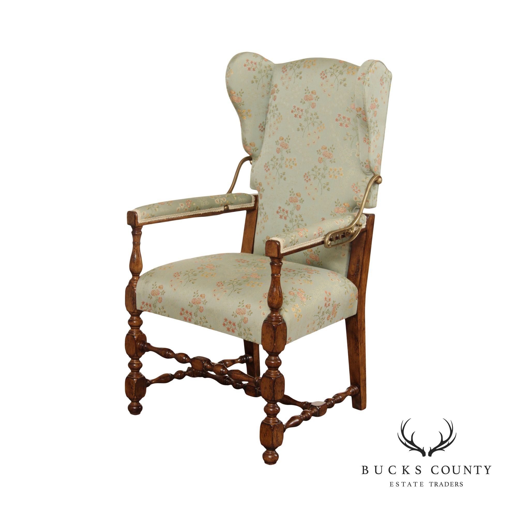 Jacobean Style Reclining Wingback Armchair