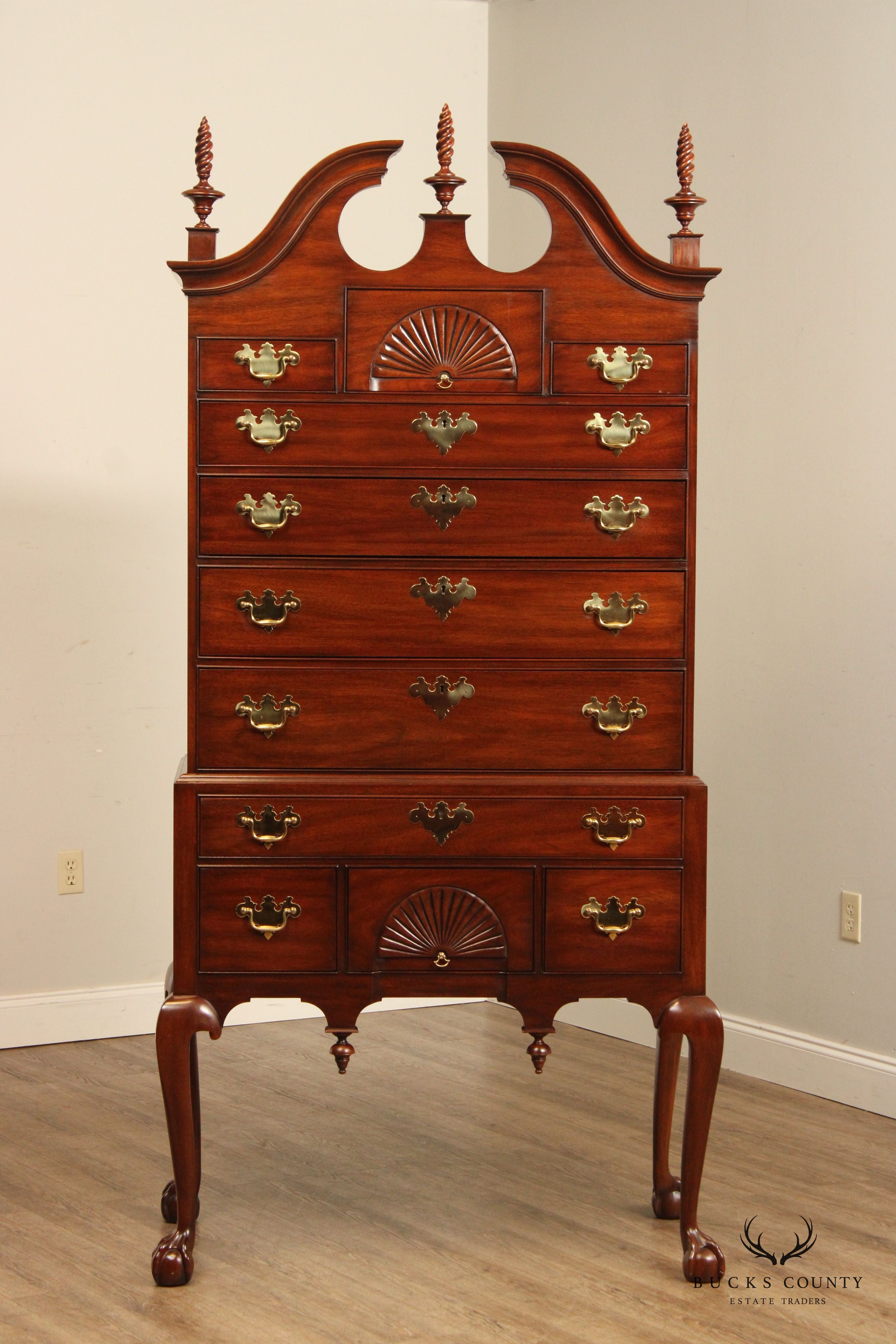 Henkel Harris Chippendale Style Mahogany 'SPNEA' Highboy Chest