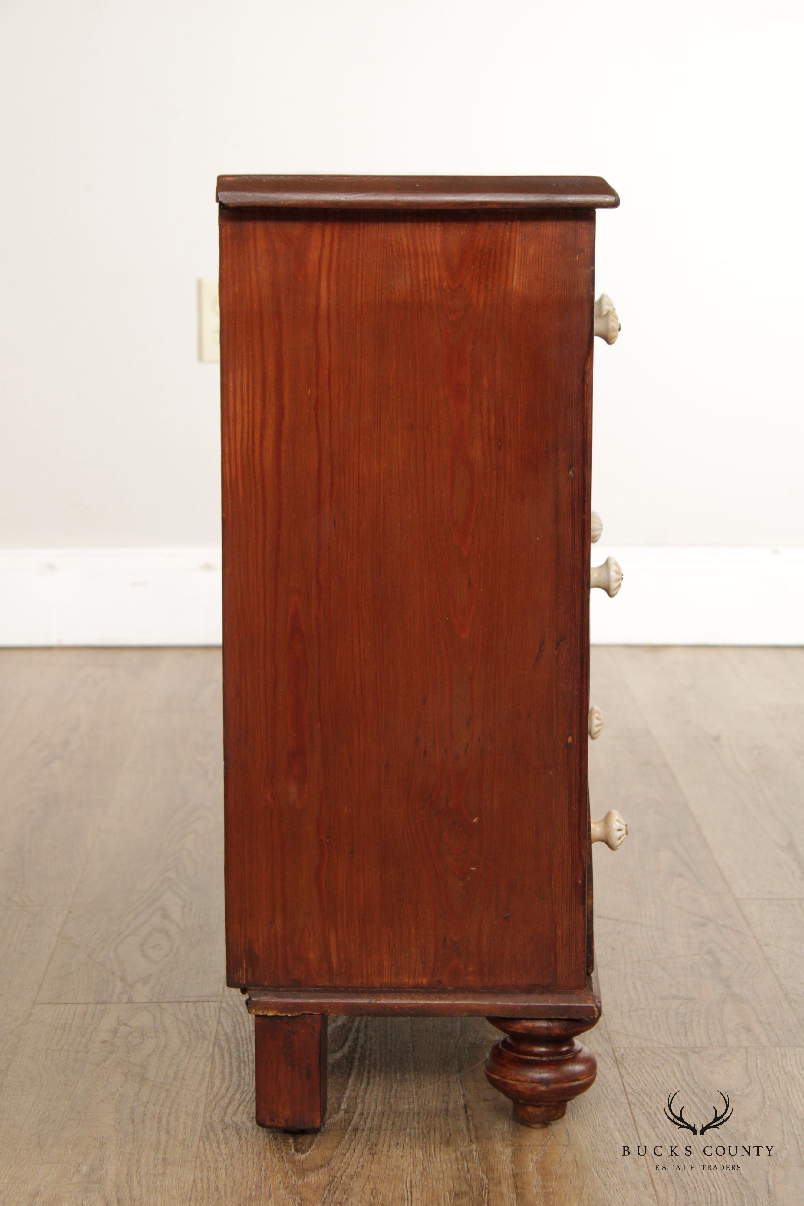 Antique 19th C. English Pine Apothecary Chest of Drawers