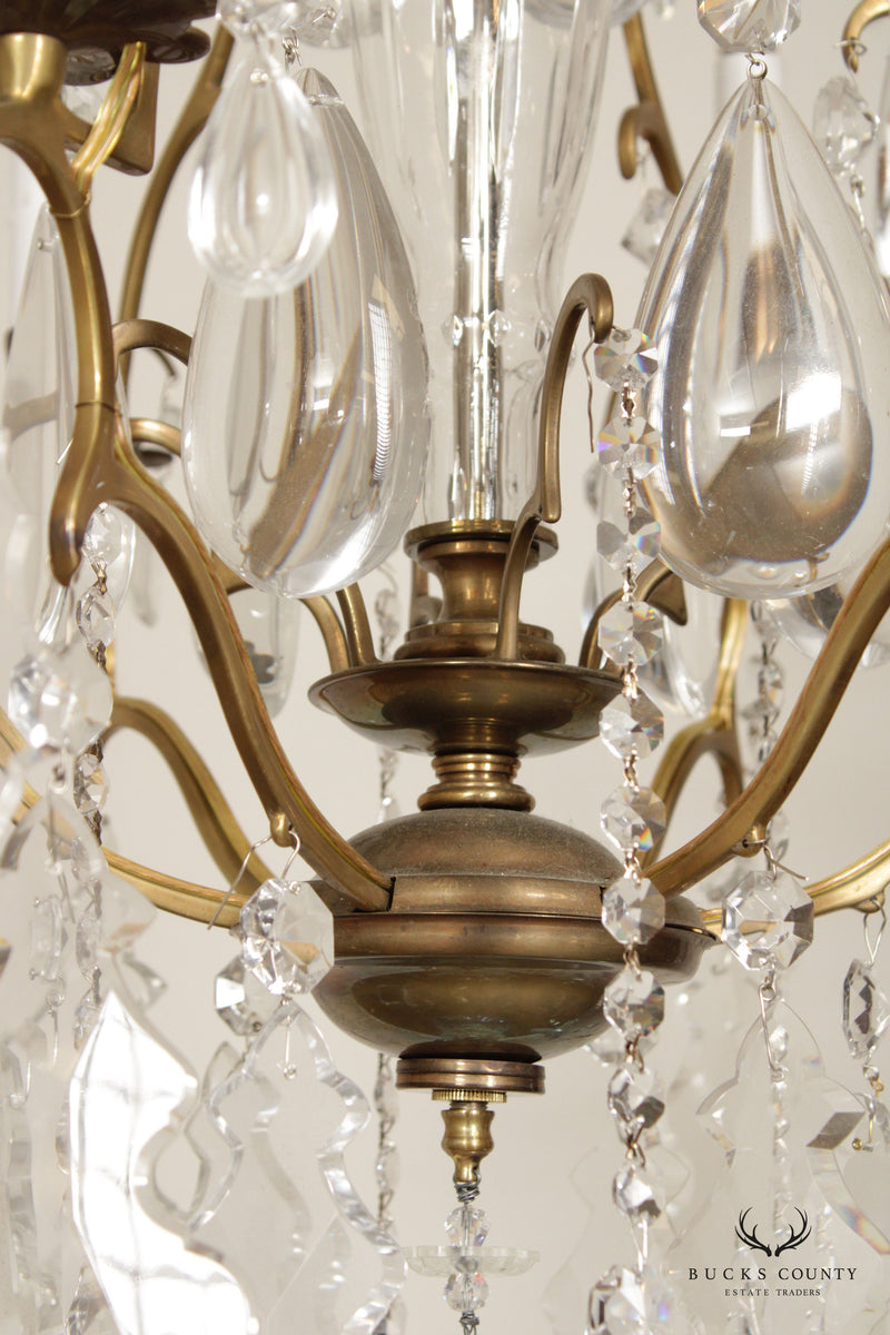 French Louis XV Style Crystal and Brass Chandelier