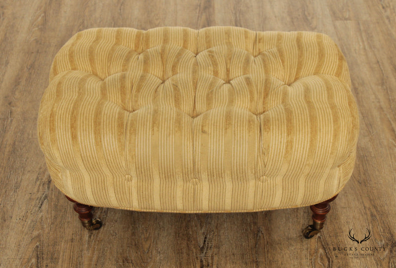 Regency Style Custom Upholstered Tufted Ottoman